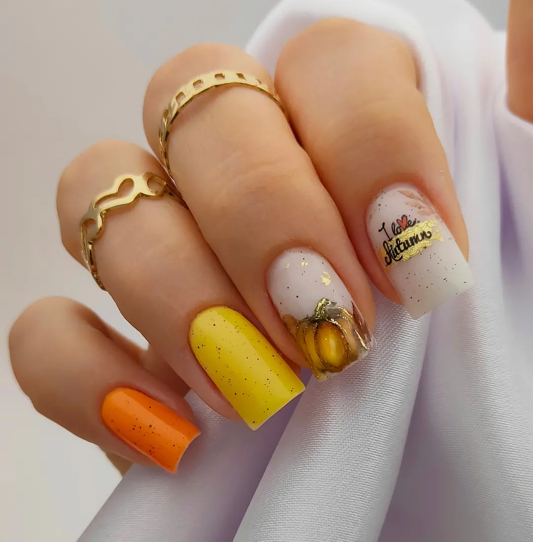 Pumpkin Spice Latte Themed Fall Nails