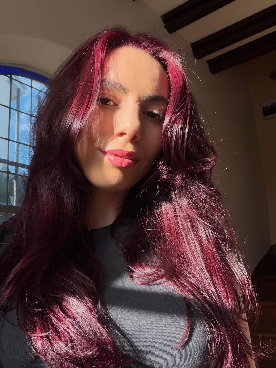Rich Burgundy Red With Soft Waves