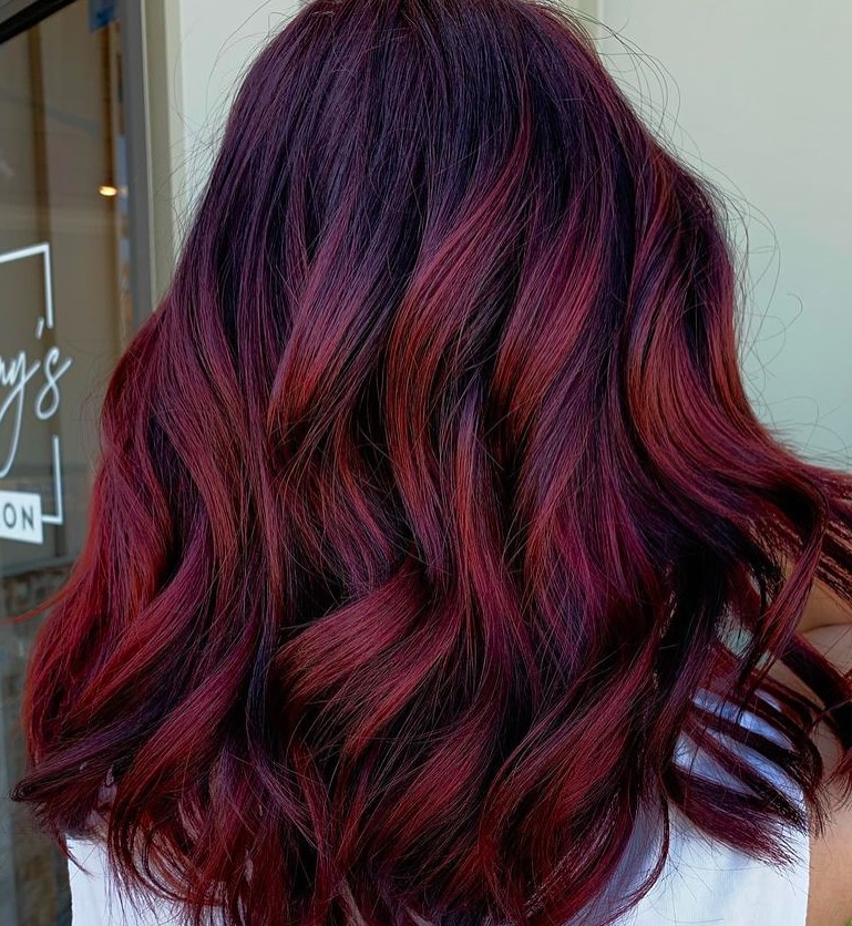 Rich Cherry Cola Balayage Waves