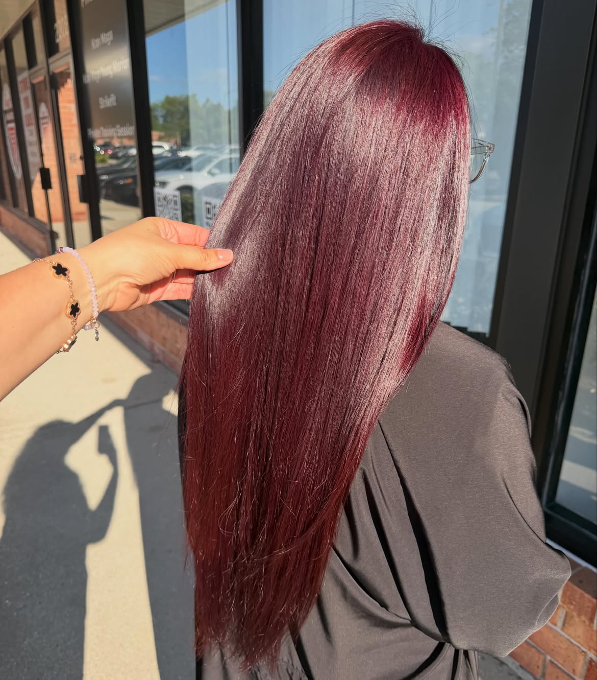 Rich Cherry Cola Vibes Long Straight Hair
