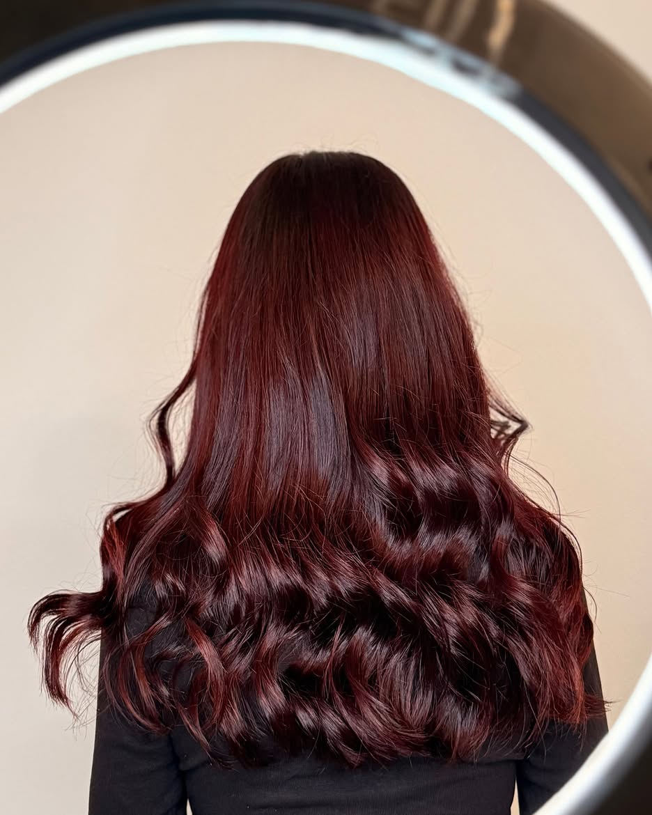 Rich Cherry Cola Waves With Deep Auburn Undertones