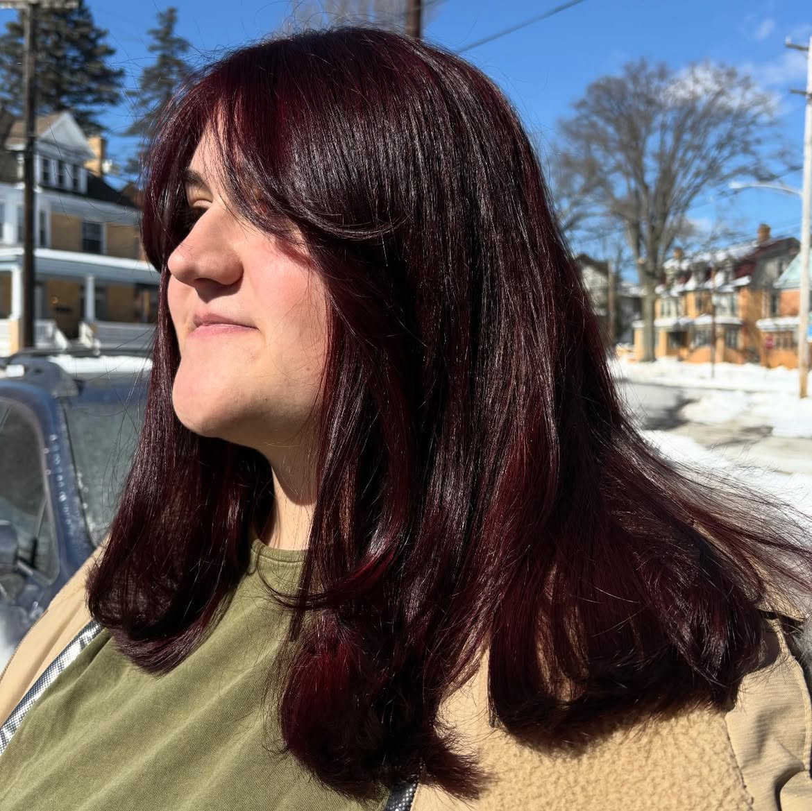 Rich Cherry Cola With Face Framing Layers