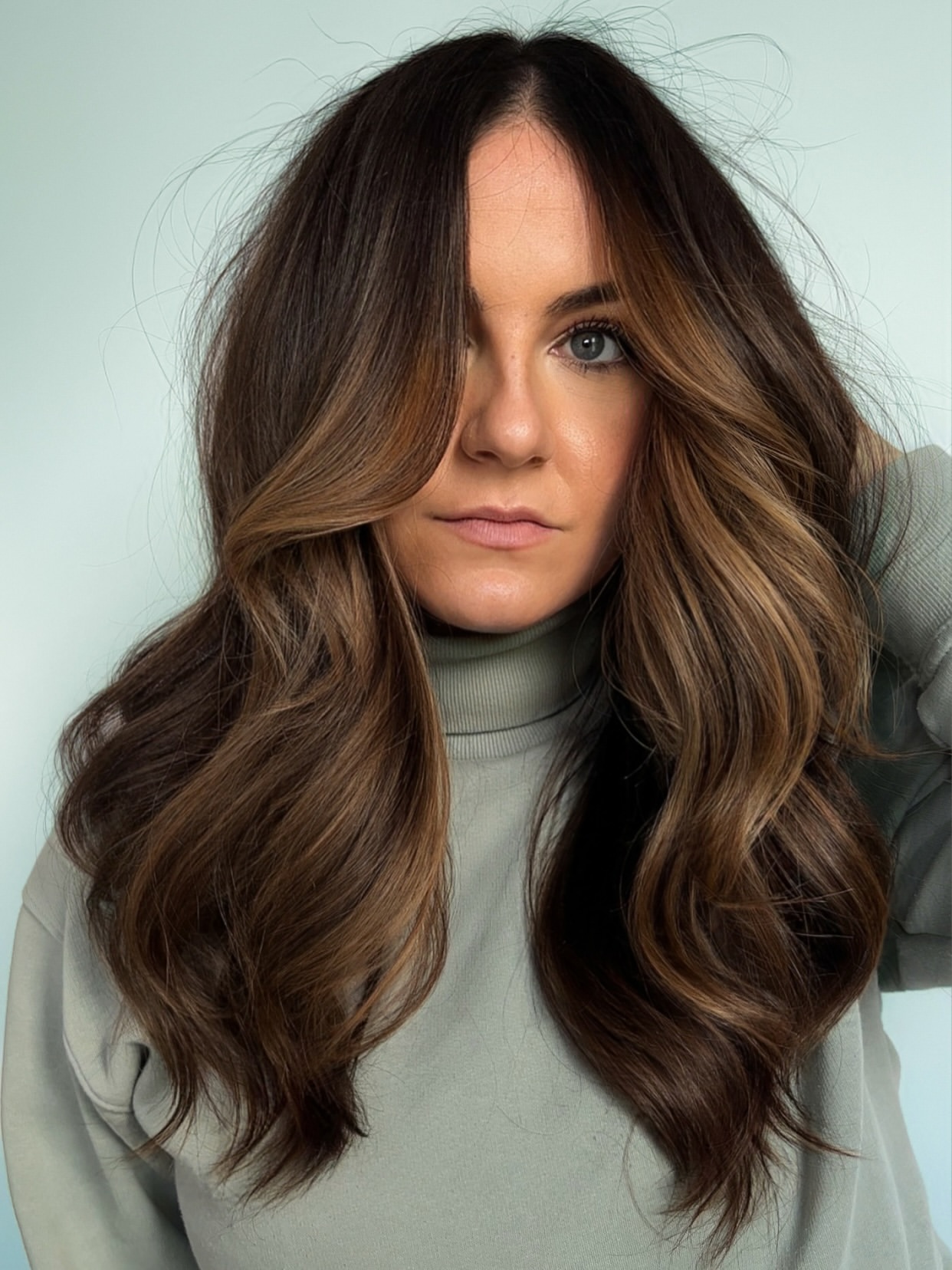 Rich Chestnut Balayage With Soft Waves