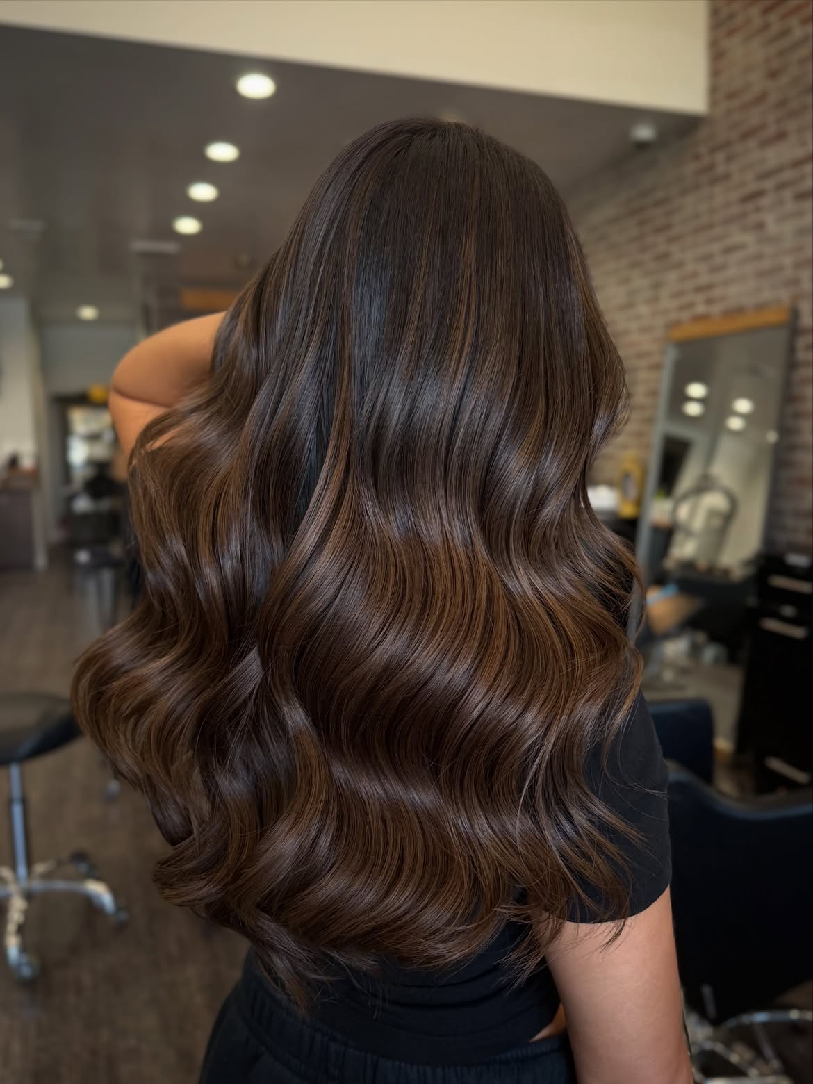 Rich Chocolate Balayage With Loose Waves