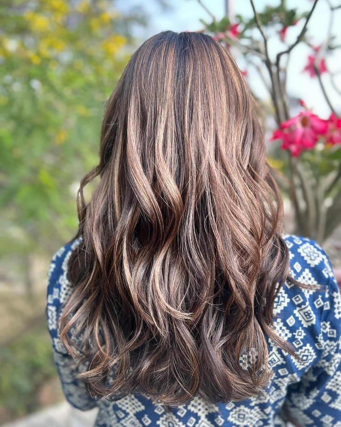 Rich Cinnamon Brown Balayage With Soft Waves