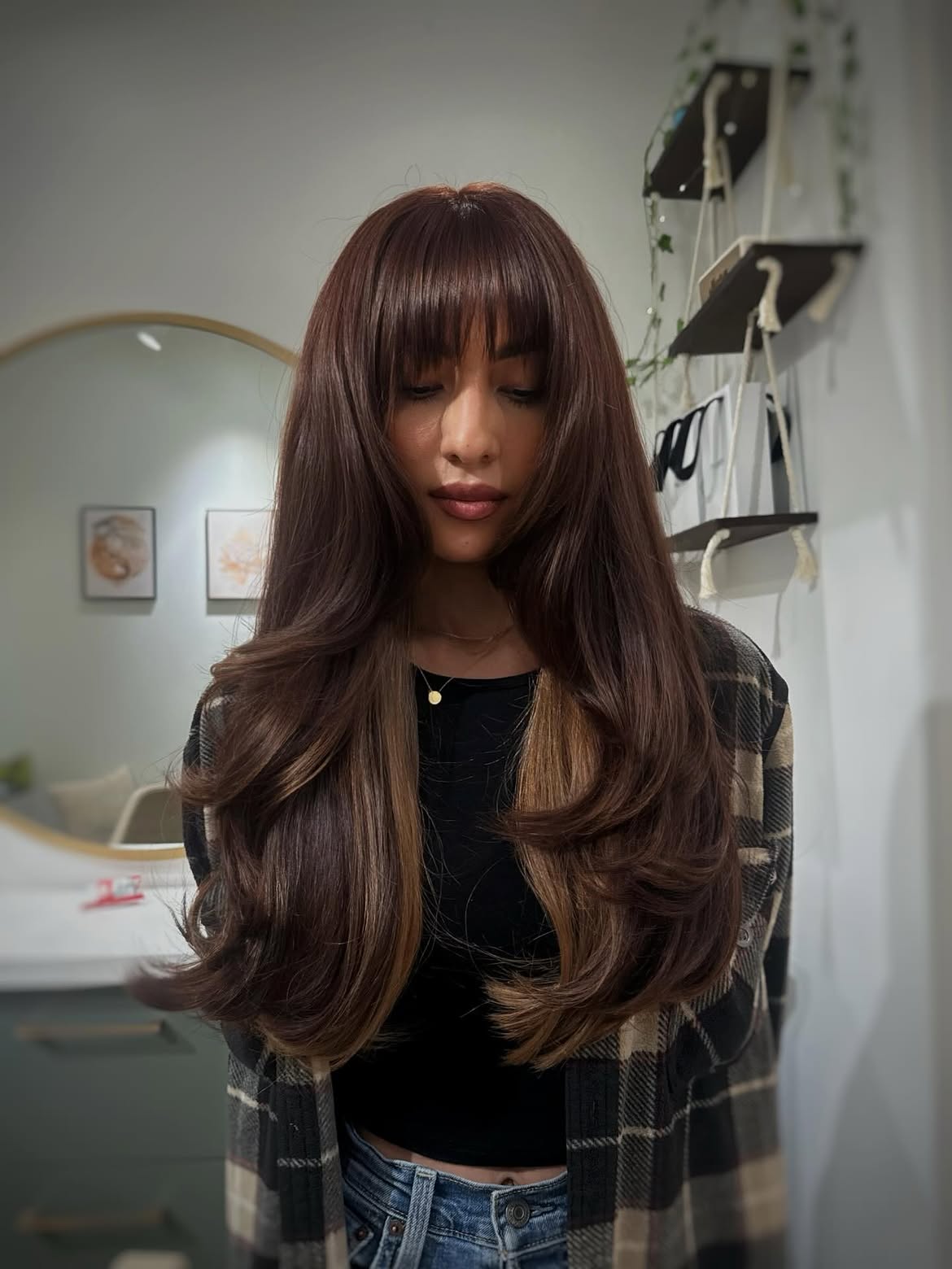 Rich Cinnamon Brown With Caramel Balayage