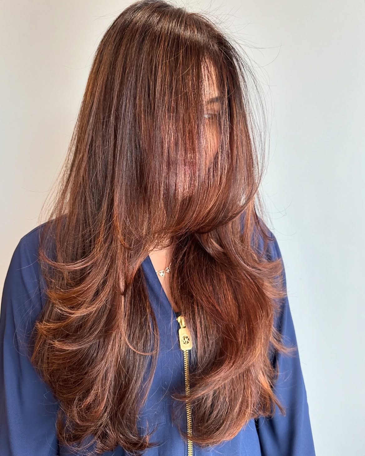 Rich Cinnamon Brown With Soft Layered Waves