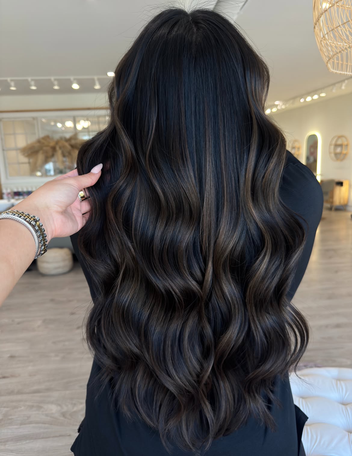 Rich Espresso Balayage With Loose Waves