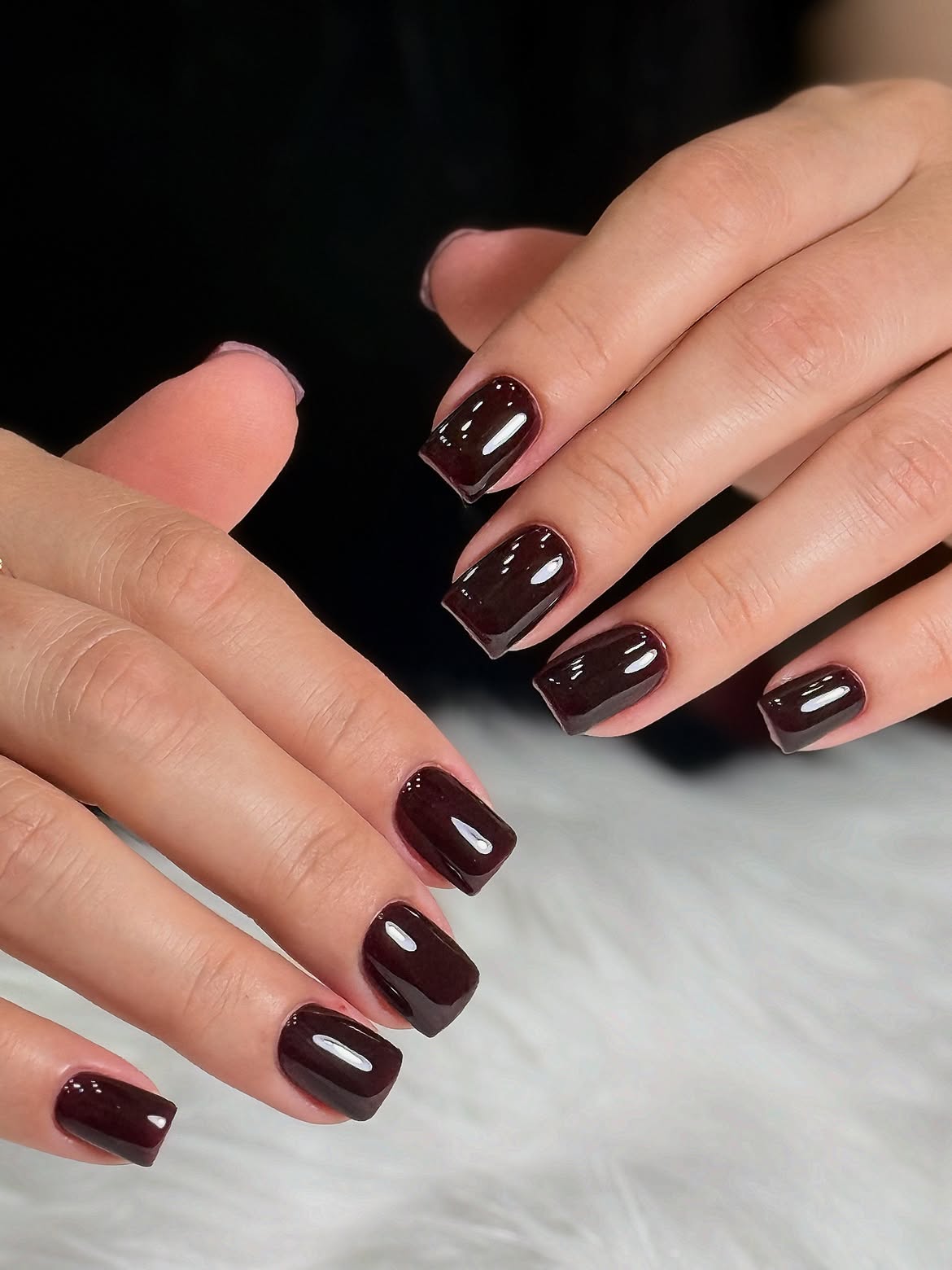 Rich Espresso Brown High Gloss Square Nails