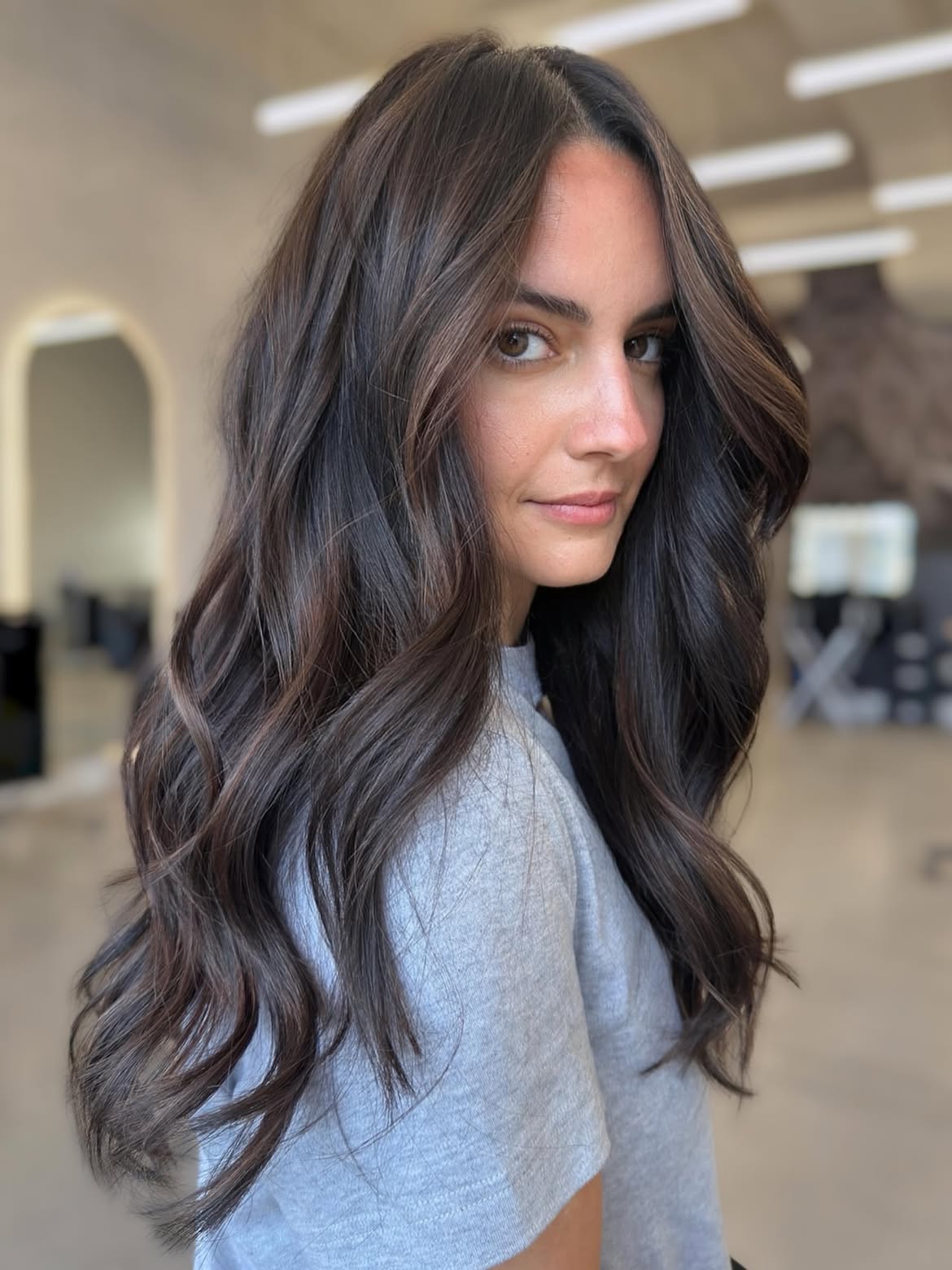 Rich Espresso With Subtle Chocolate Balayage Waves