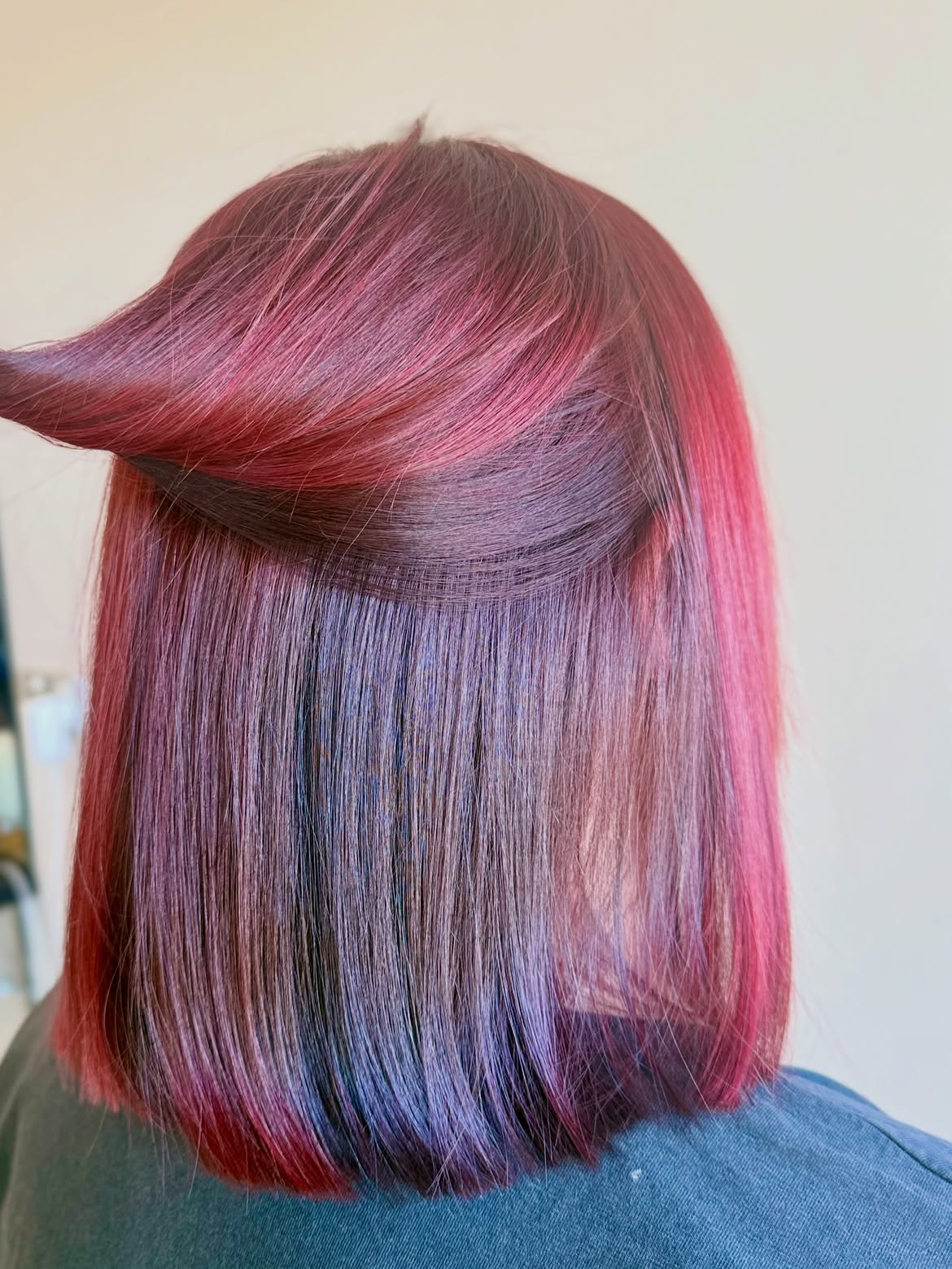 Ruby Red Berry Melt Bob With Subtle Violet Tones