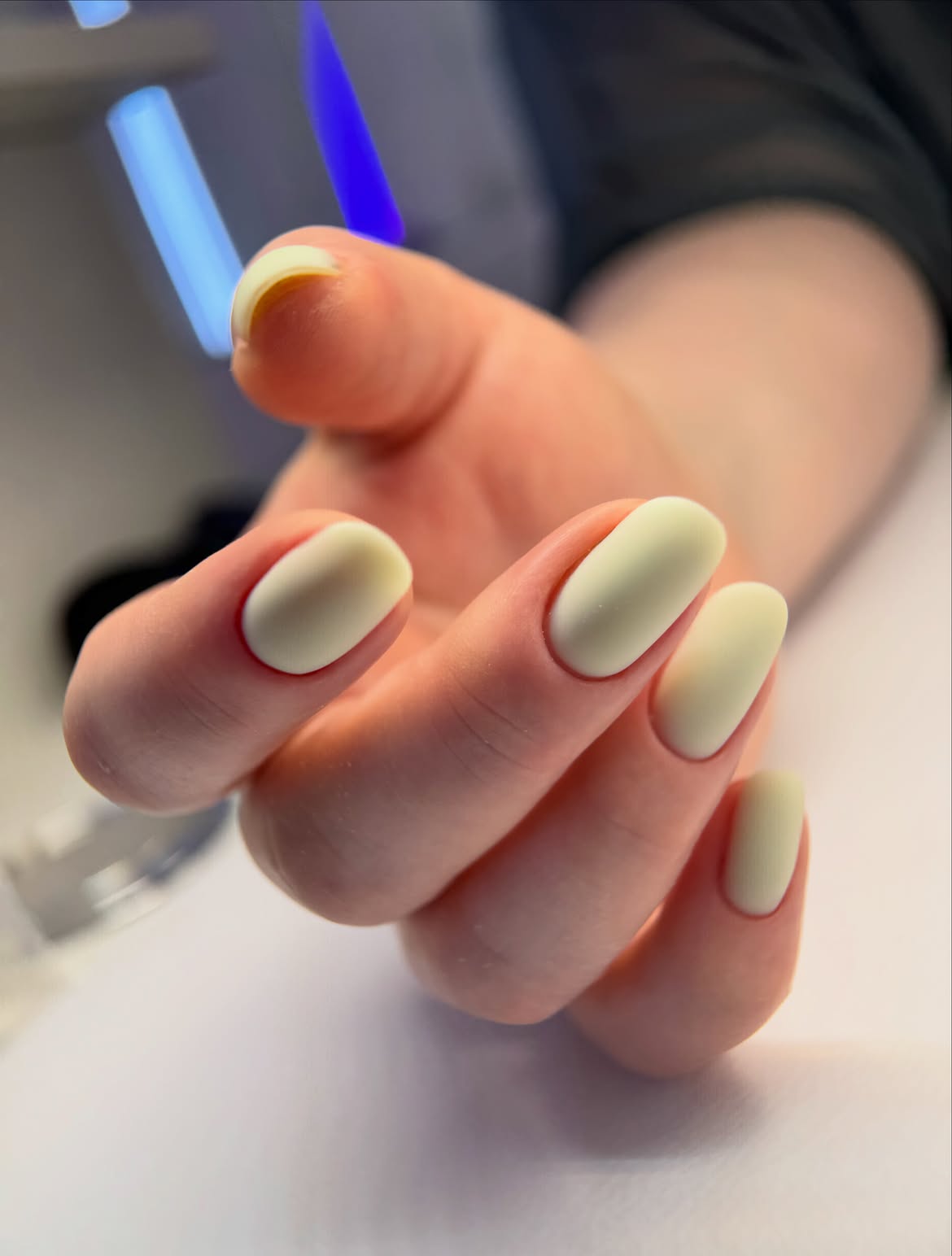 Soft Buttercream Matte Oval Nails
