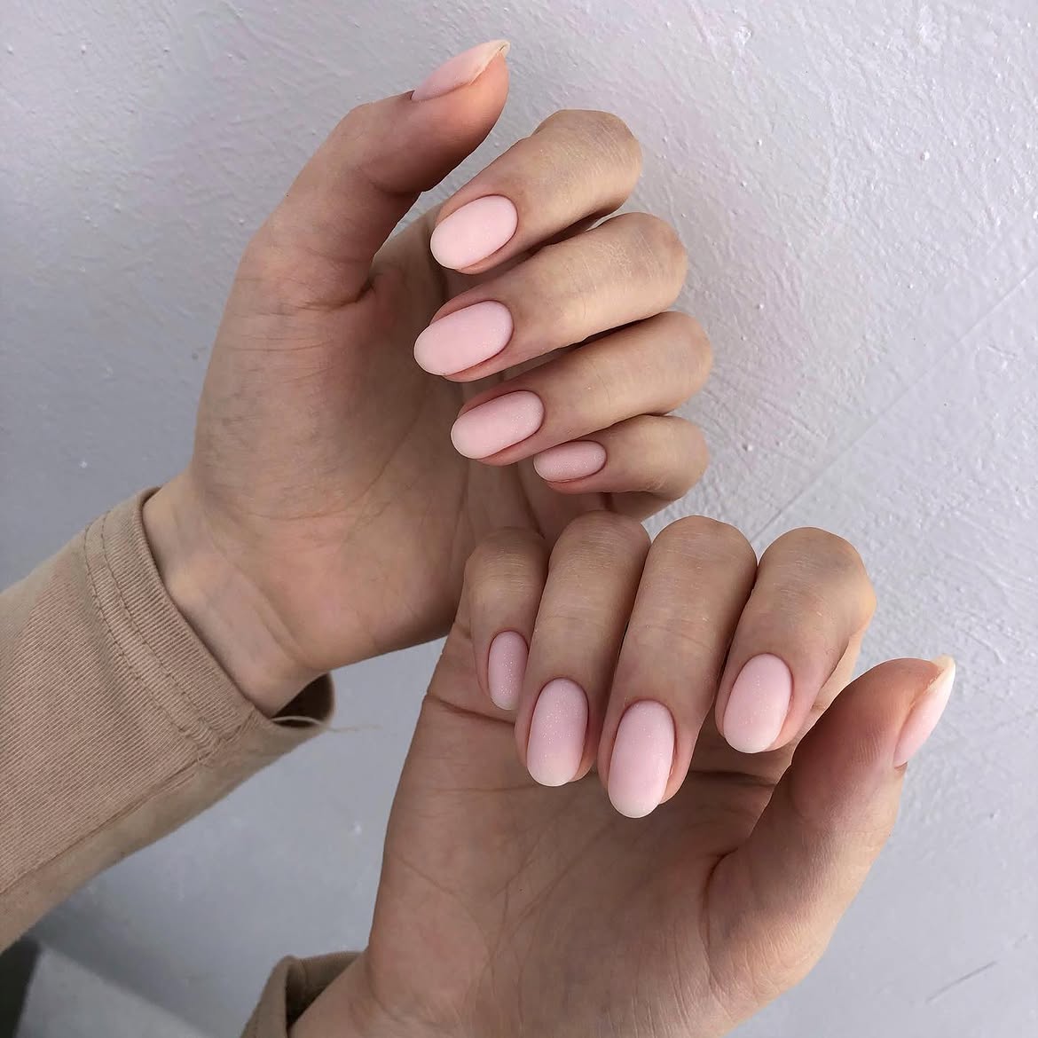 Soft Pink Matte Oval Nails