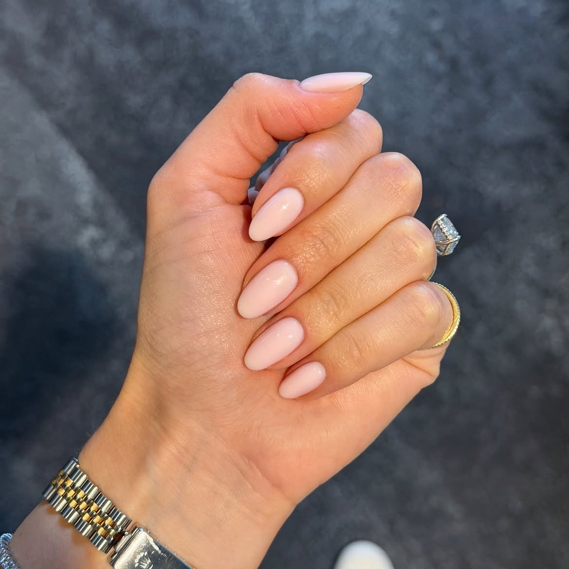 Soft Pink Milky Almond Nails