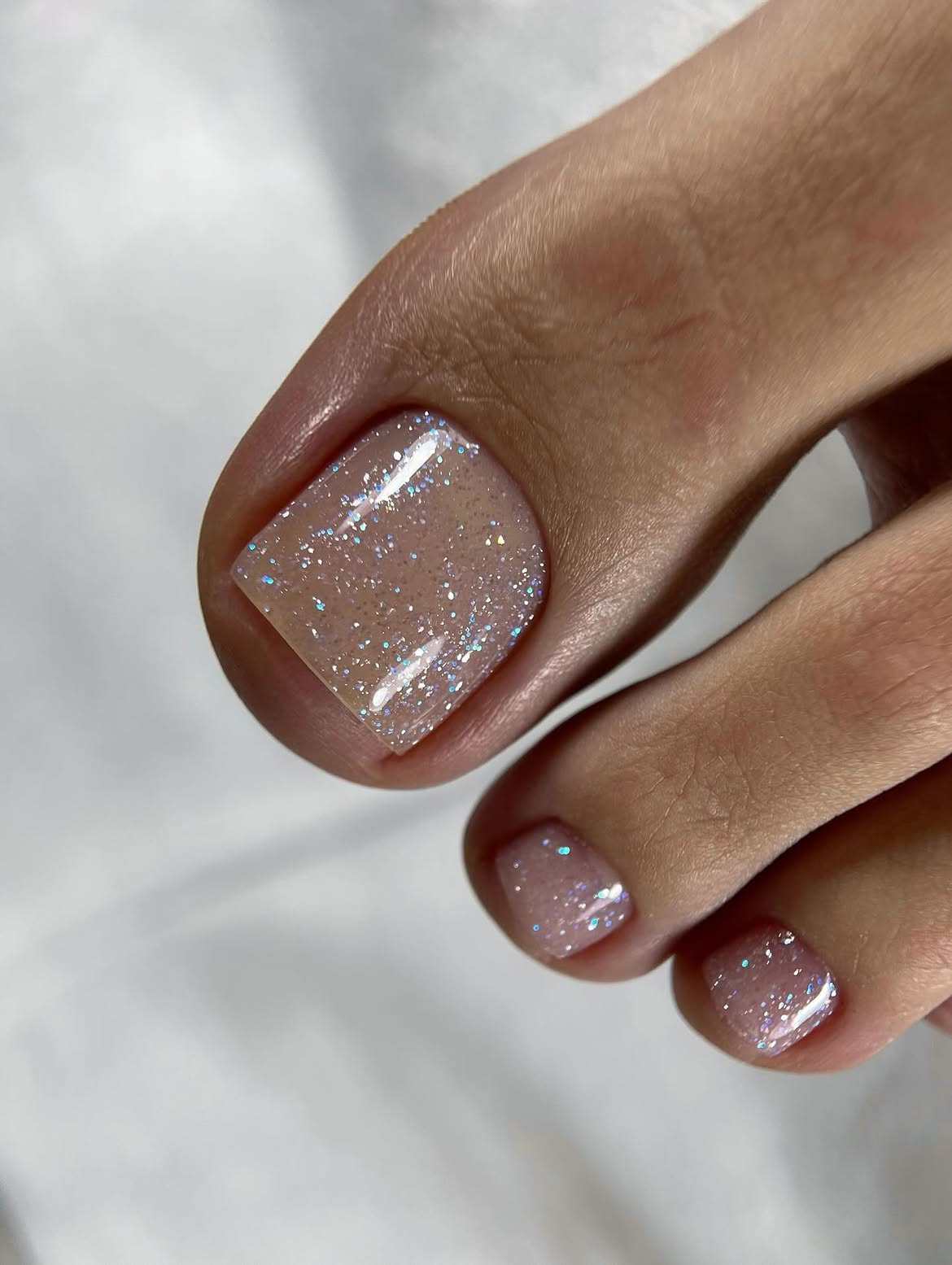 Sparkling Rose Gold Glitter Pedicure