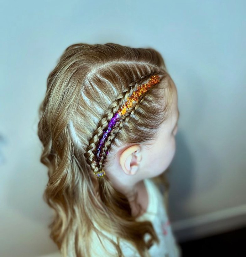 Sparkly Two-Strand Braids for Halloween Fun