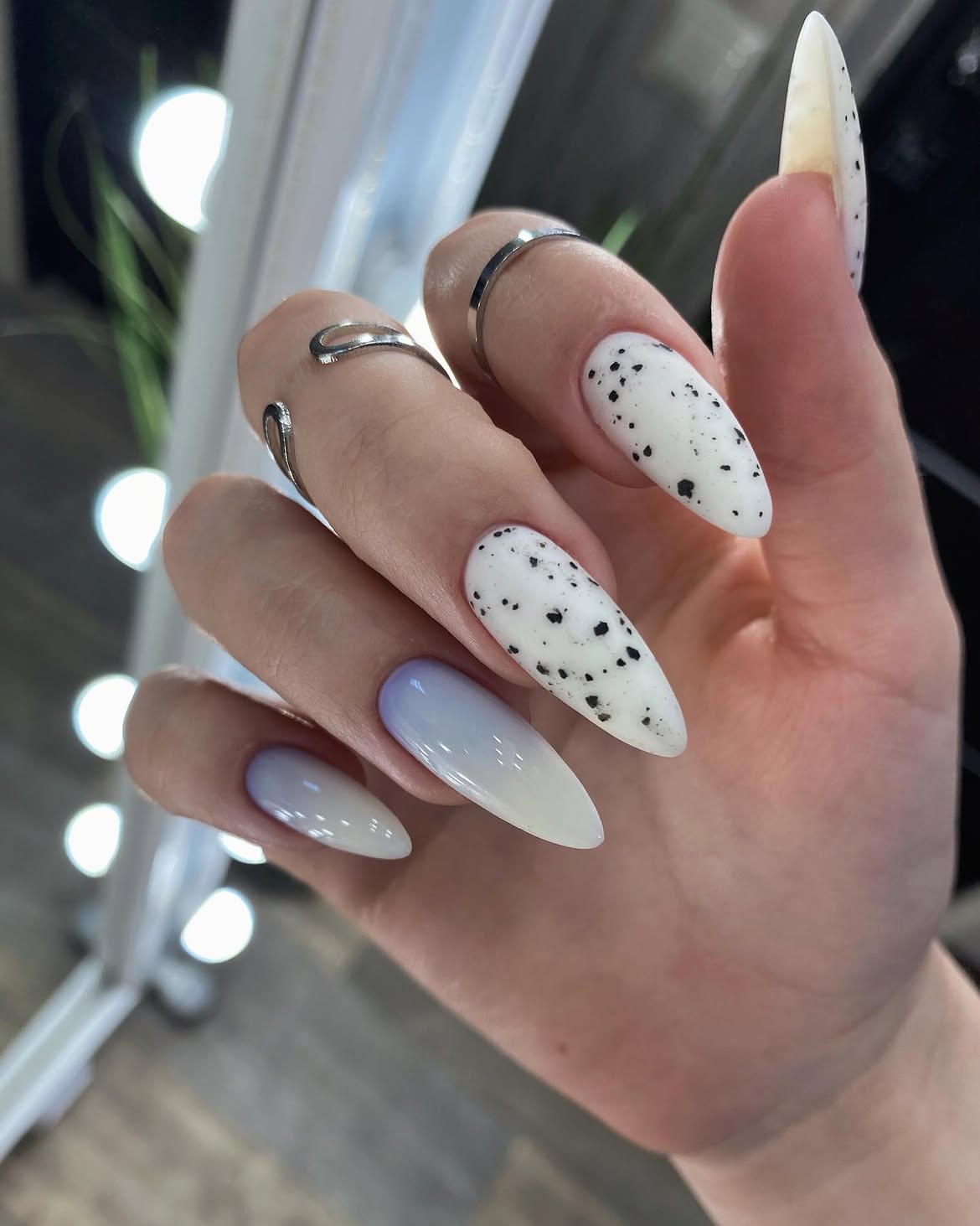 Speckled Egg Ombre Almond Nails