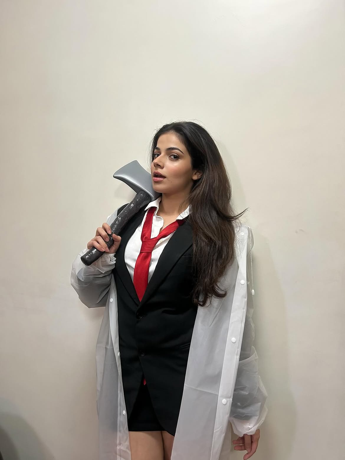 Spooky Business: Red Tie & Blazer Costume