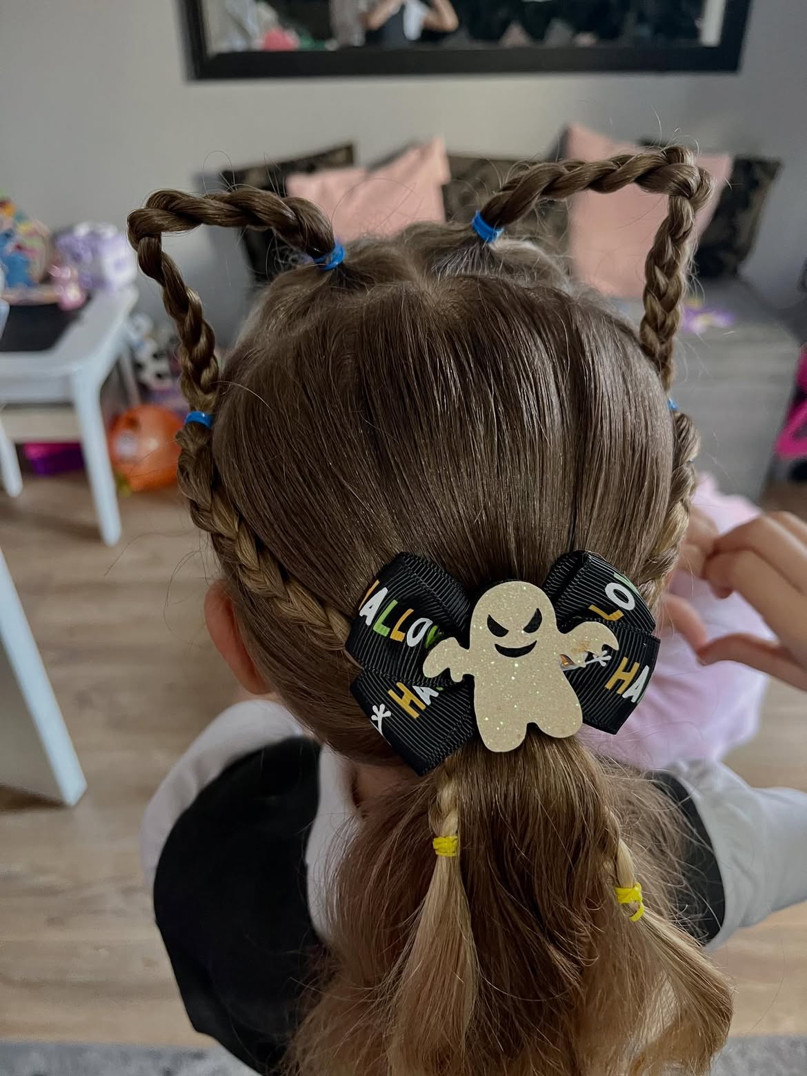 Spooky Ghost Bow Pigtail Braids For Halloween