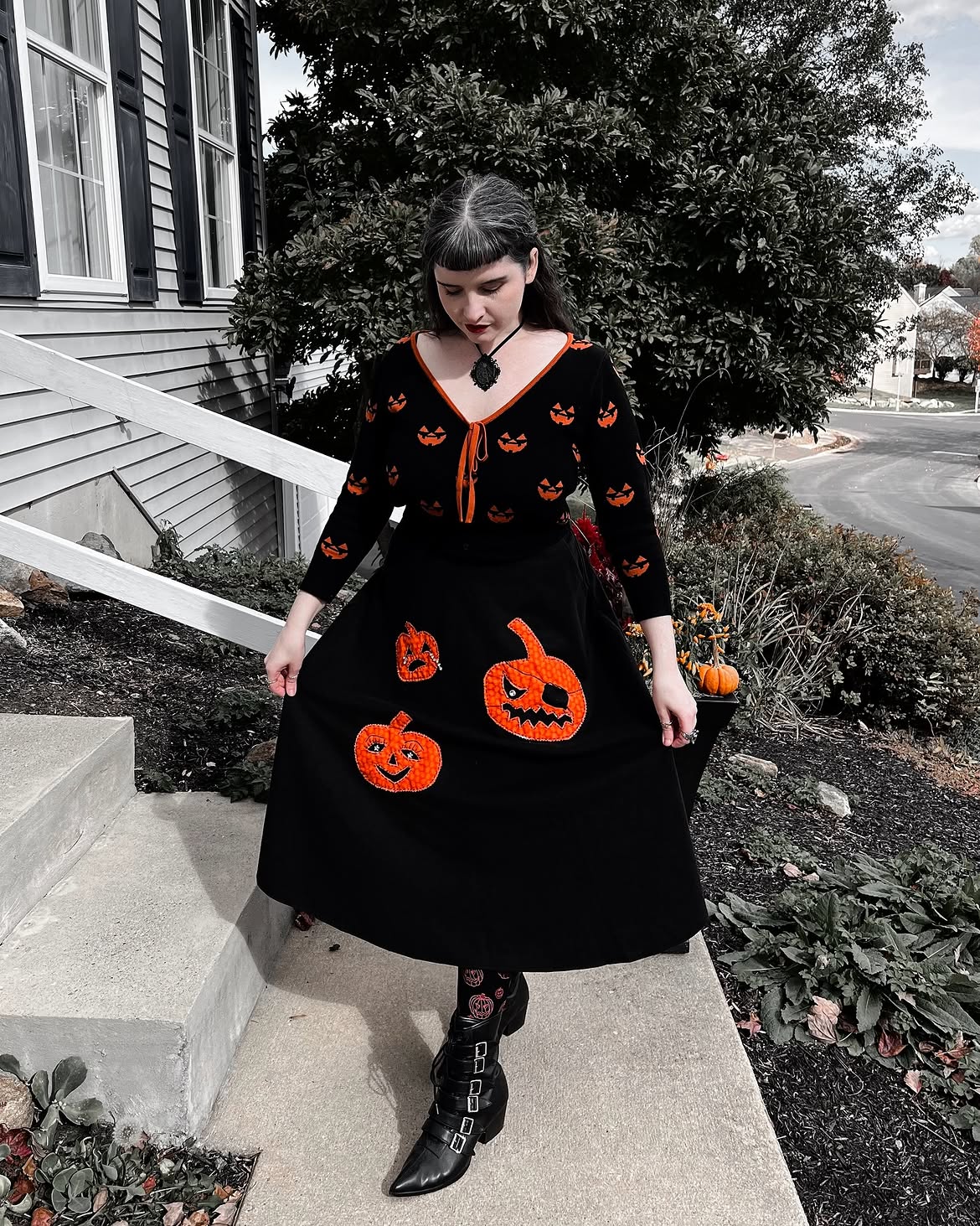 Spooky Pumpkin Knit Set Halloween Outfit