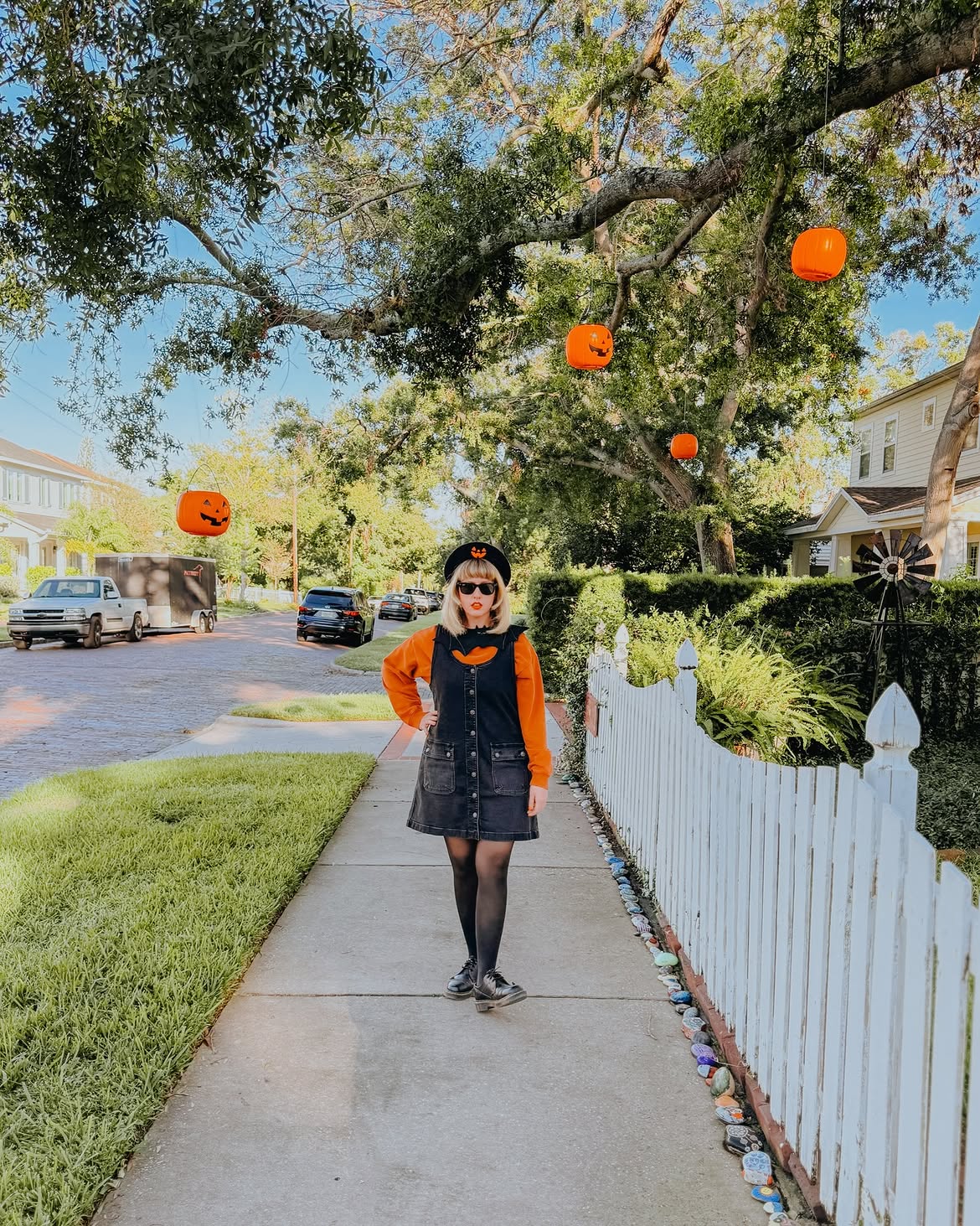 Spooky Season Denim Pinafore Outfit