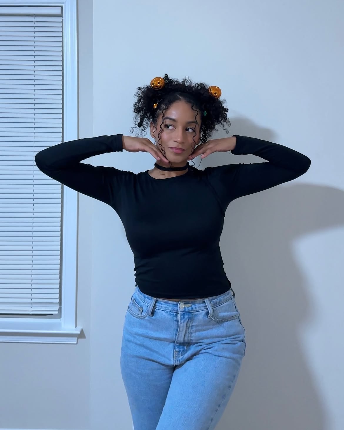 Spooky Season Pigtail Buns With Pumpkin Charms