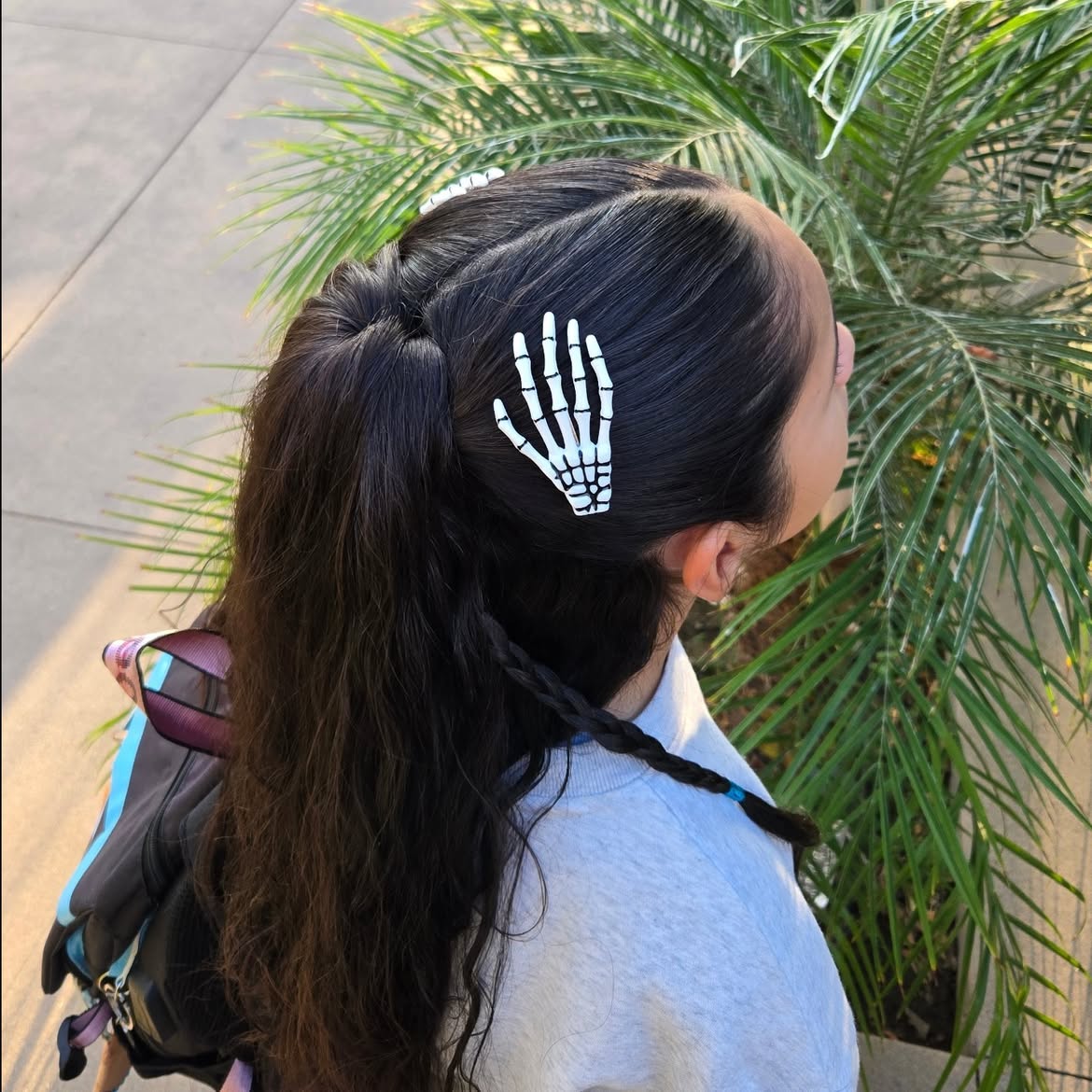 Spooky Skeleton Hand Accent Braided Pony