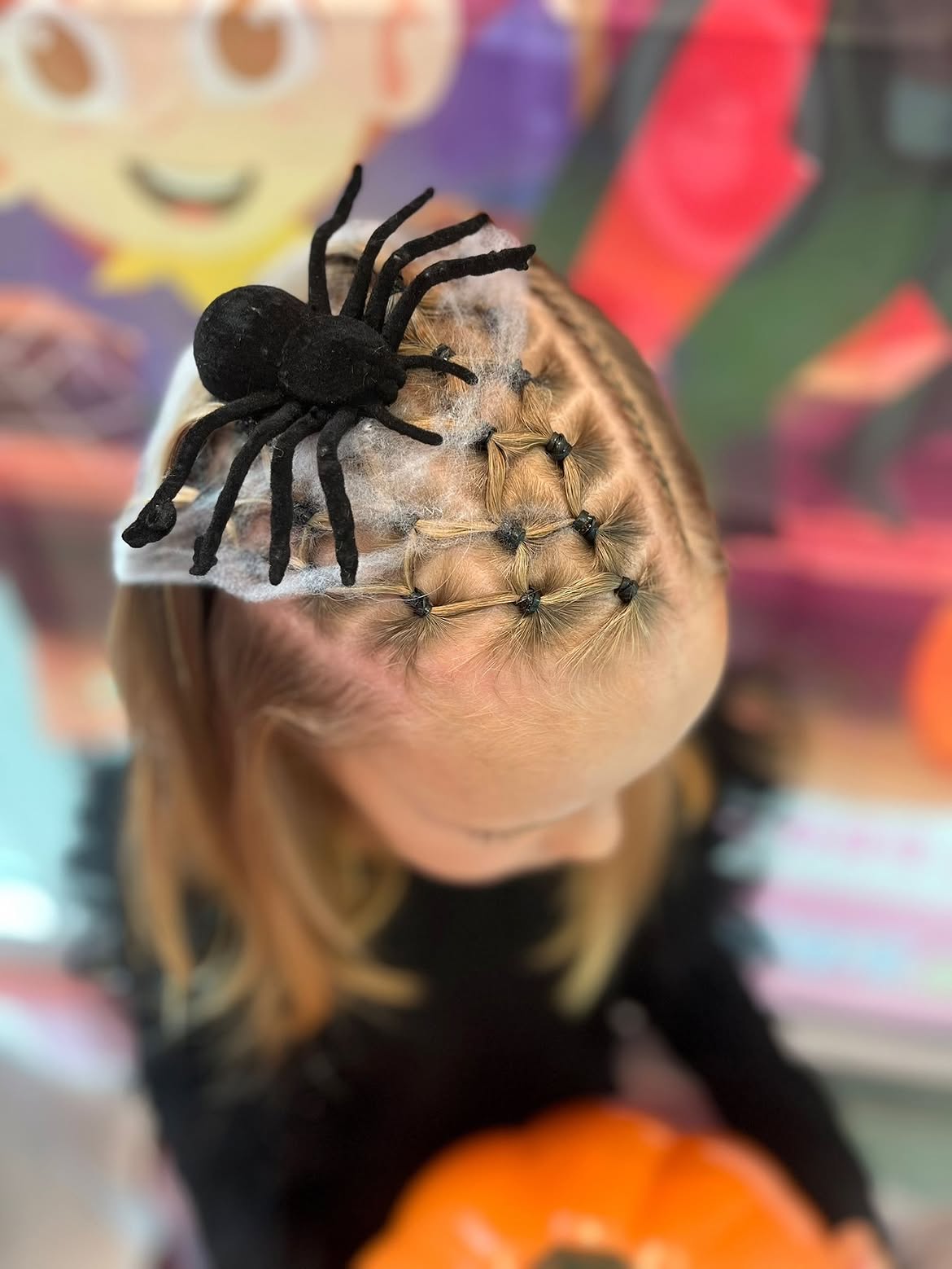 Spooky Spider Web Braids With Fuzzy Spider