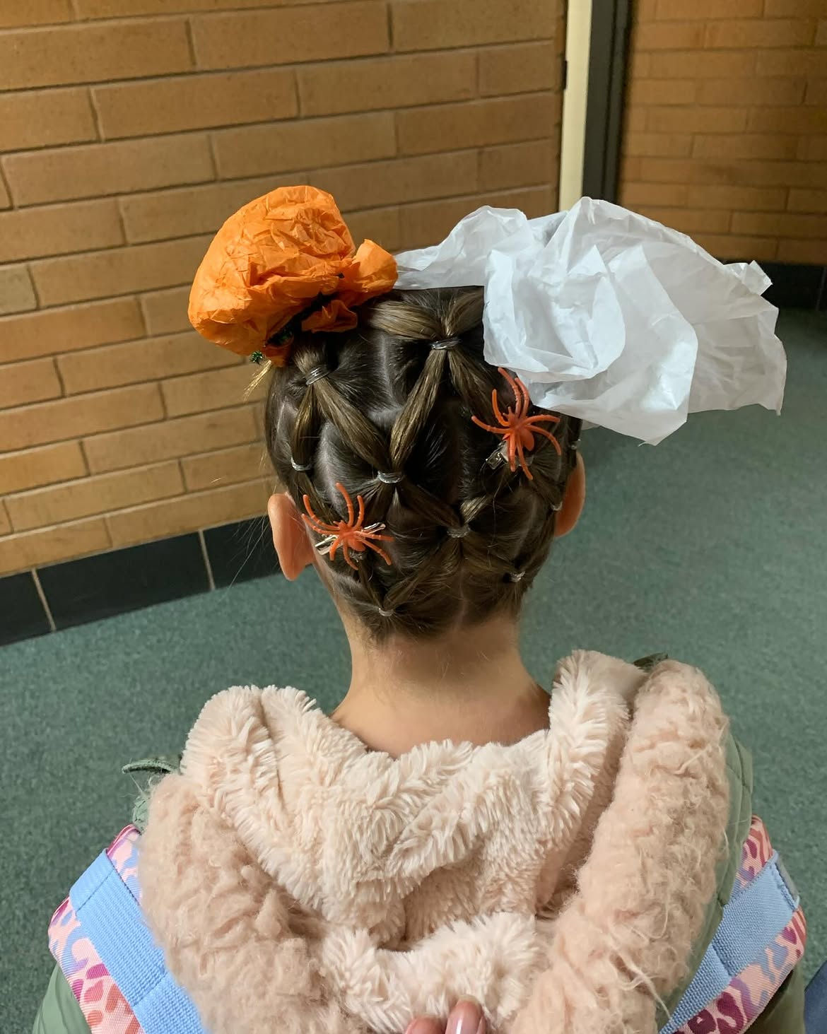 Spooky Spider Web Braids With Pumpkin Accessory