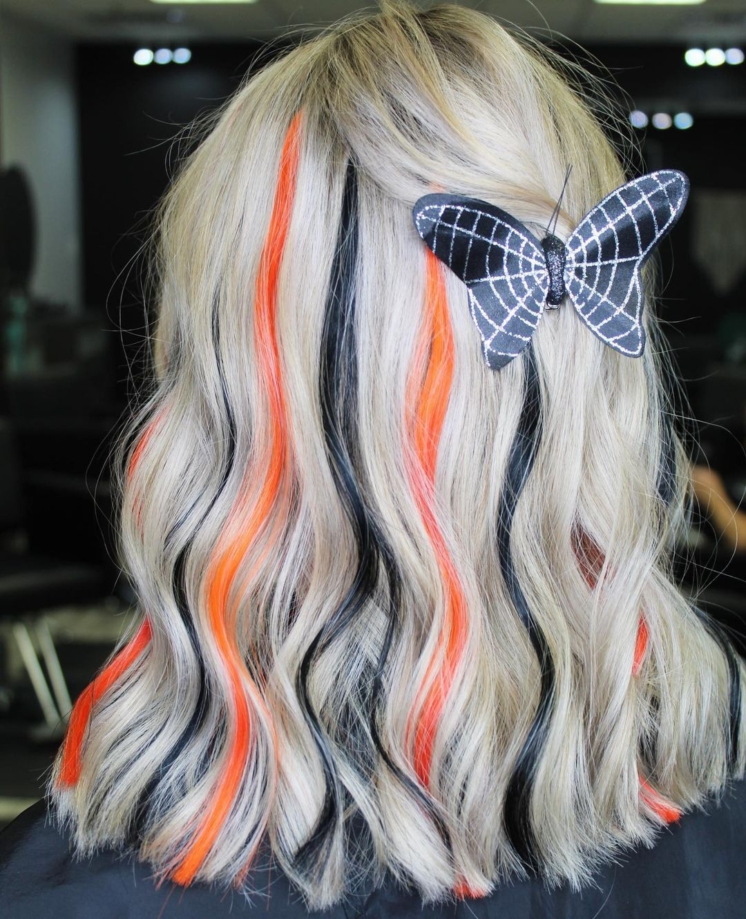 Spooky Streaks Halloween Hair with Butterfly Clip