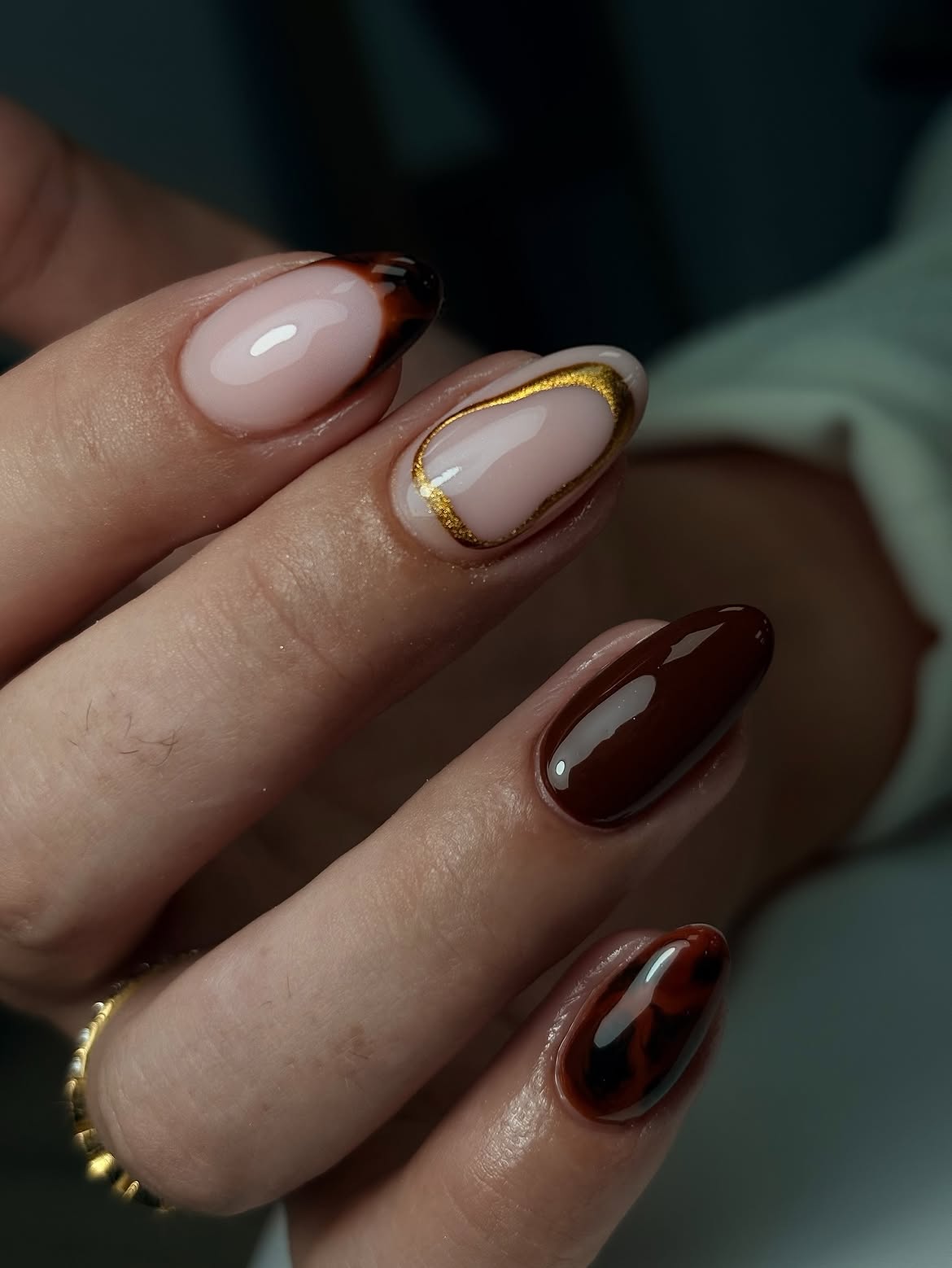 Tortoiseshell French Tip Almond Nails
