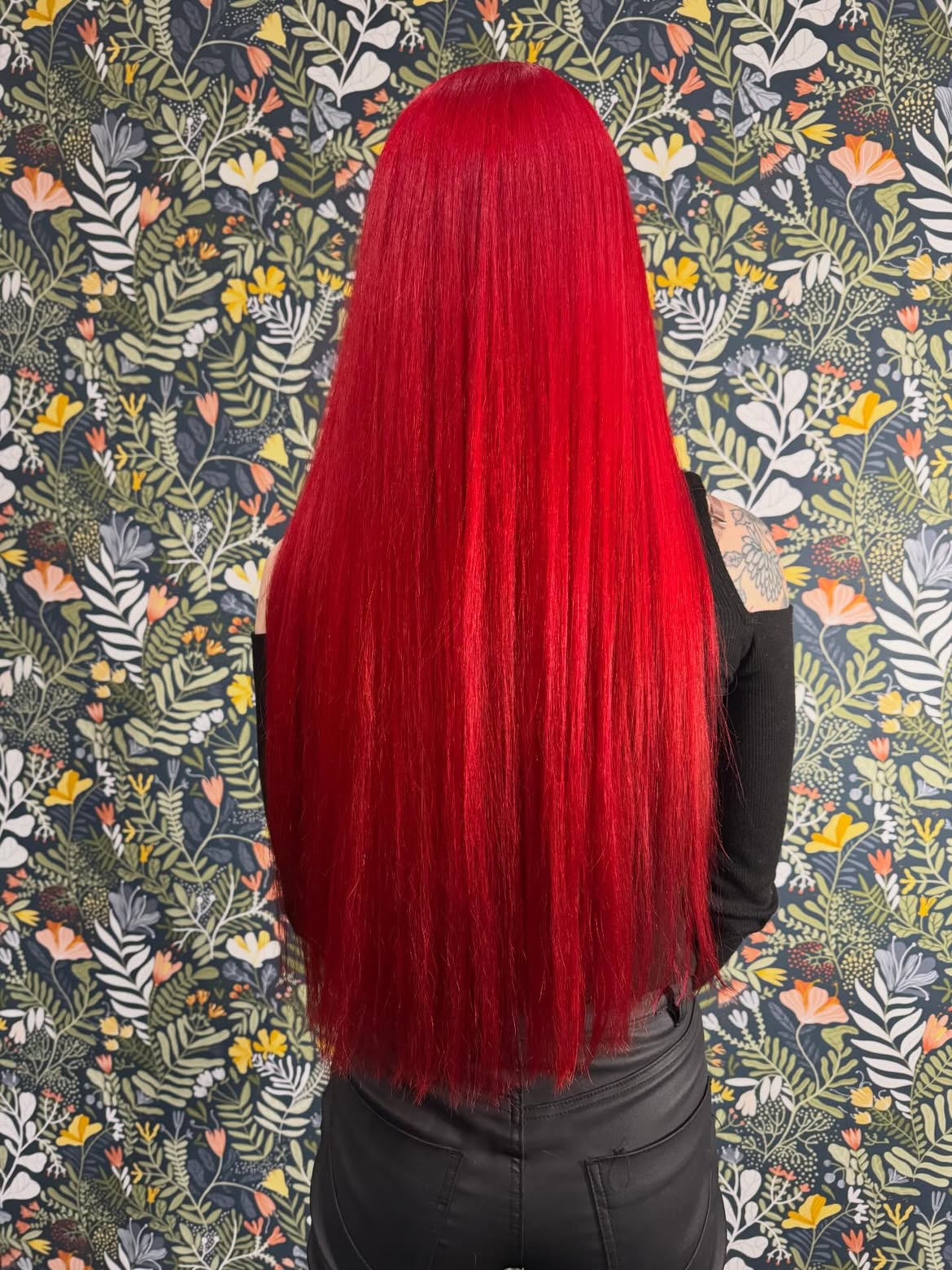 Vibrant Cherry Red Sleek Hair