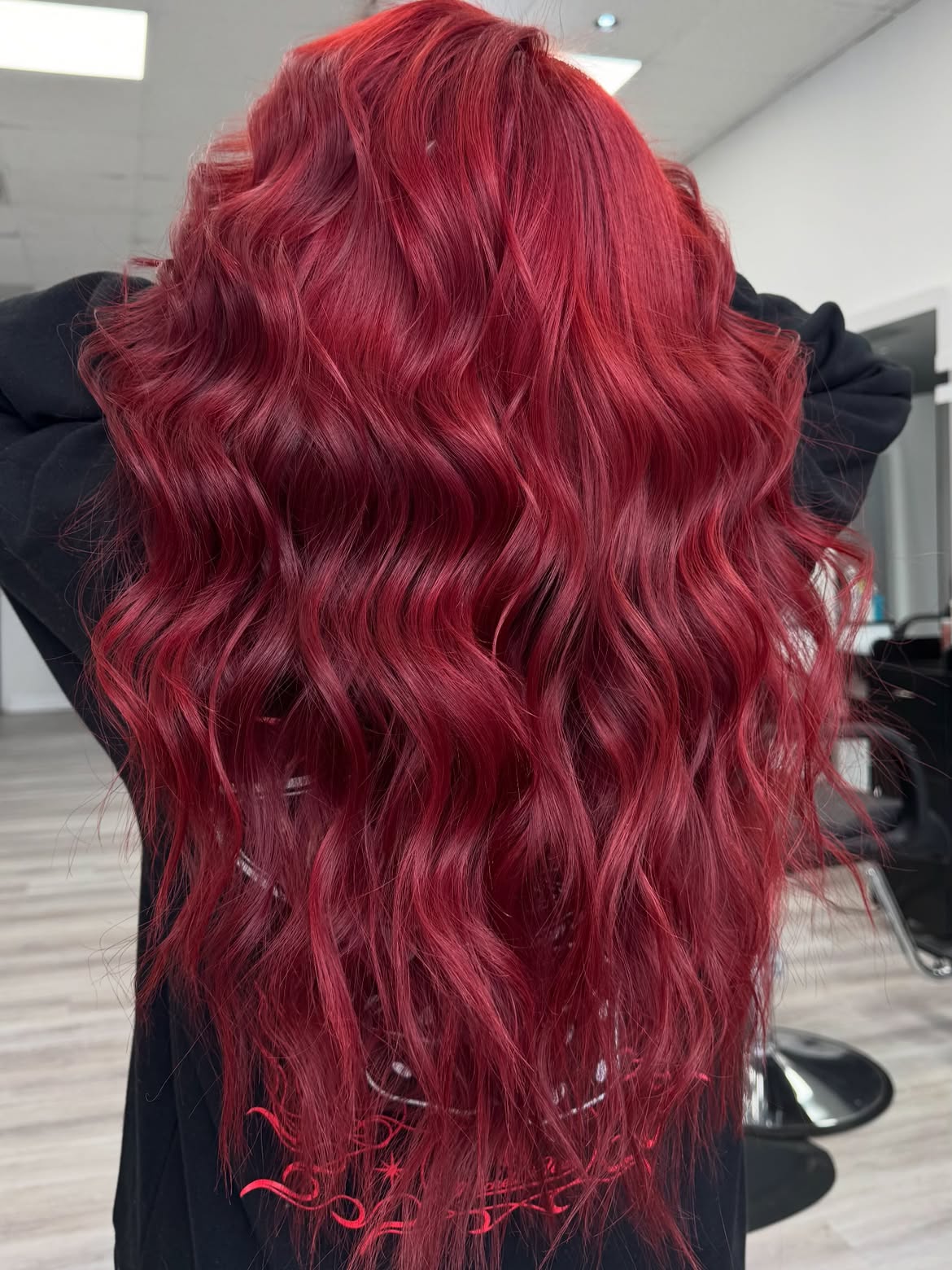 Vibrant Cherry Red Waves With Deep Texture