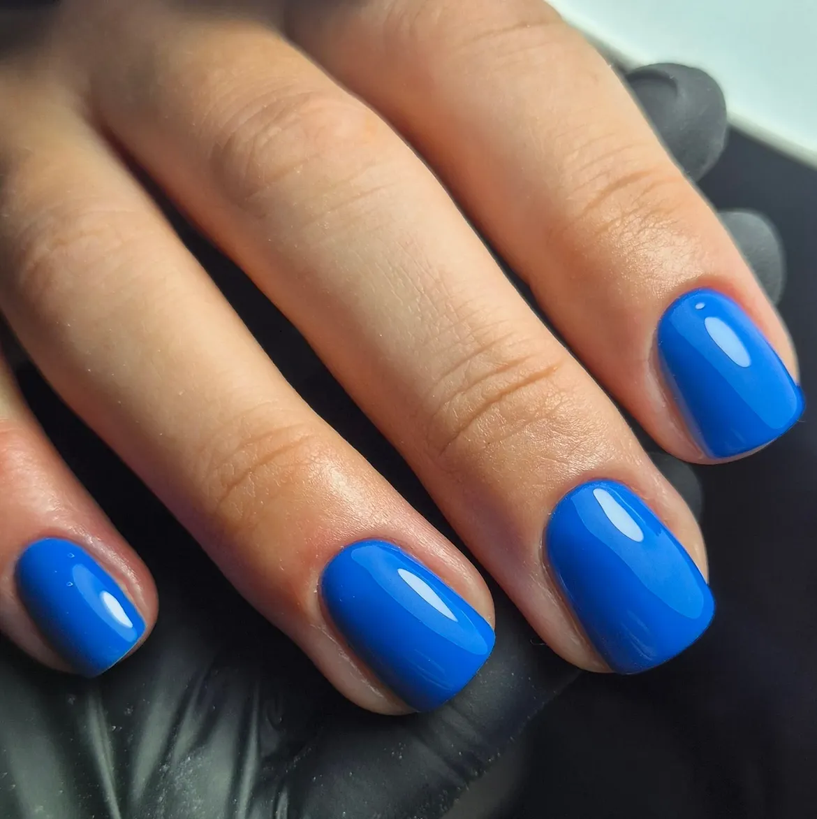 Vibrant Cobalt Blue Glossy Short Nails