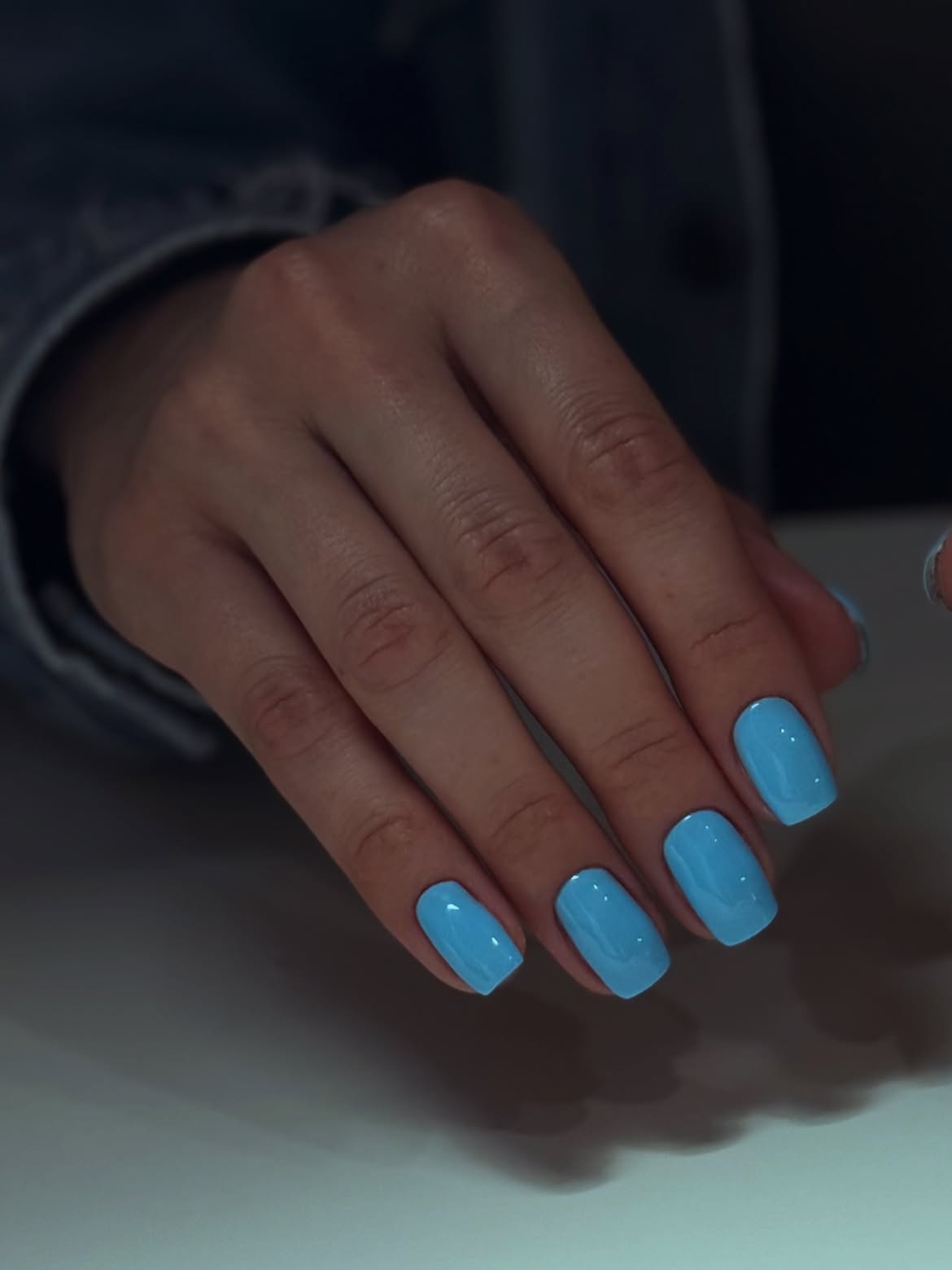 Vibrant Sky Blue High Gloss Nails