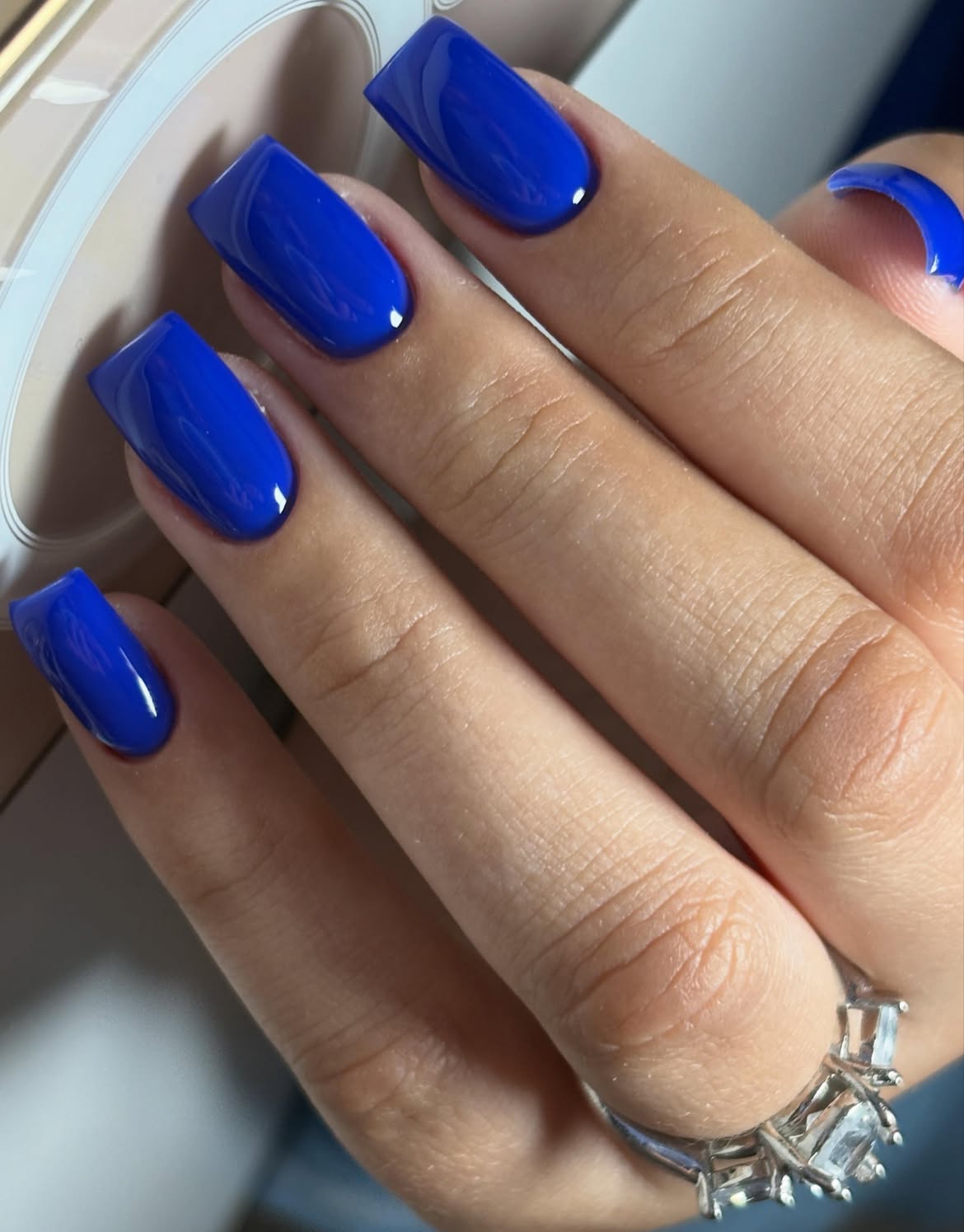 Vivid Cobalt Blue Glossy Square Nails