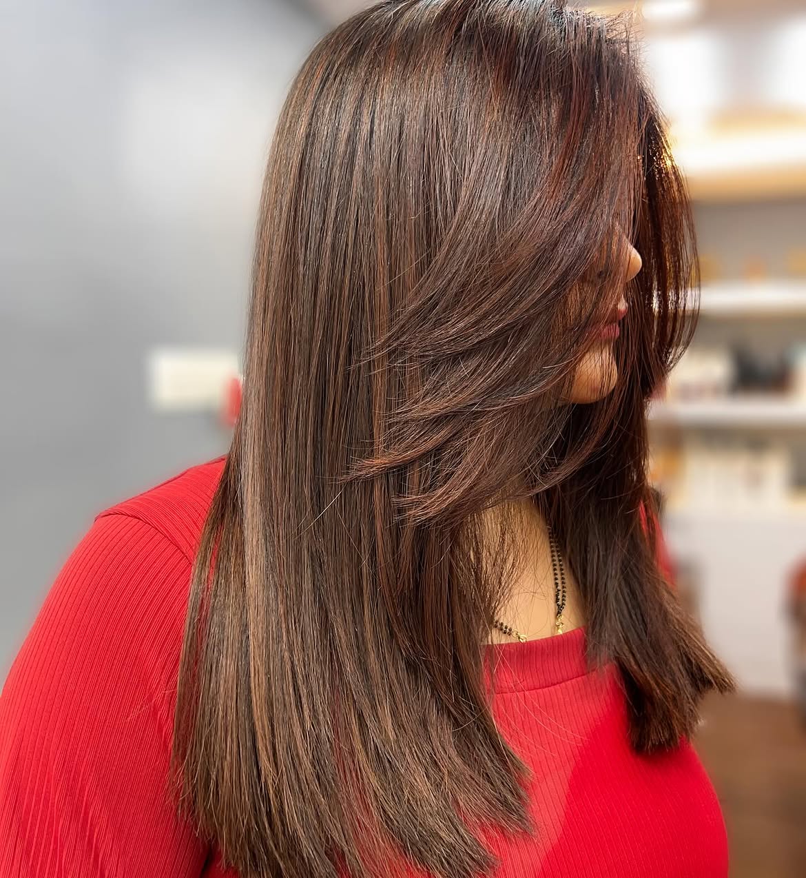 Warm Cinnamon Balayage With Face-Framing Layers