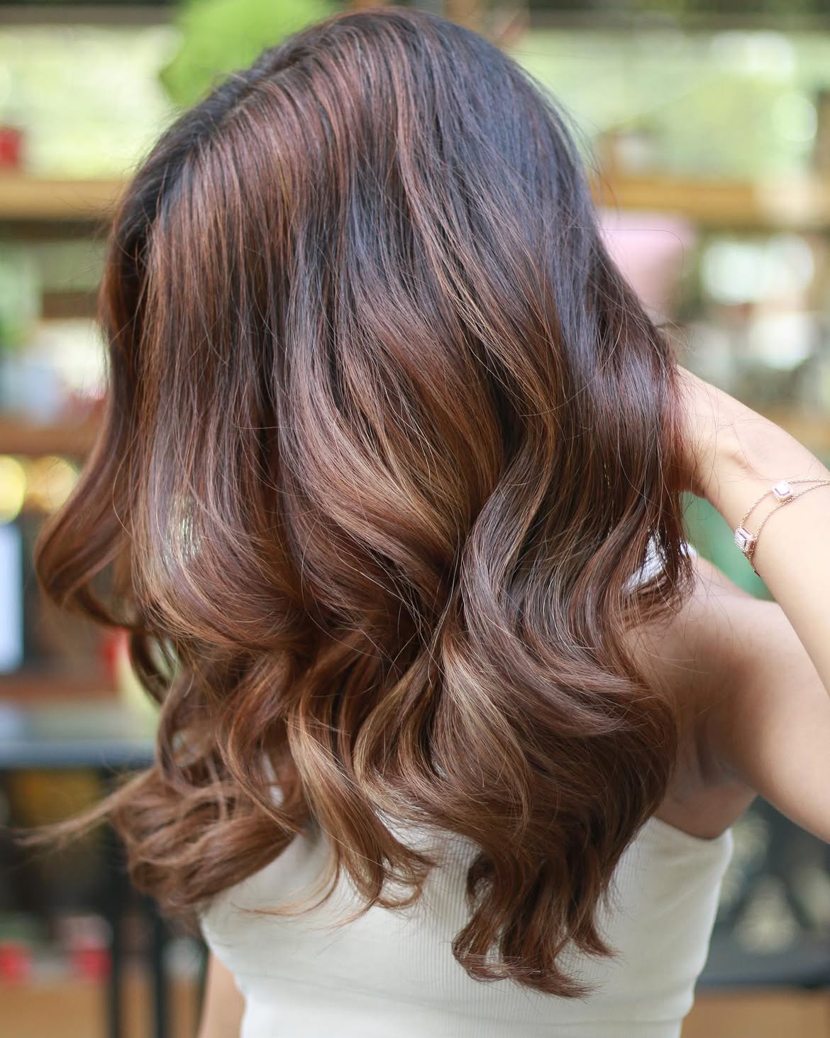 Warm Cinnamon Balayage With Loose Waves