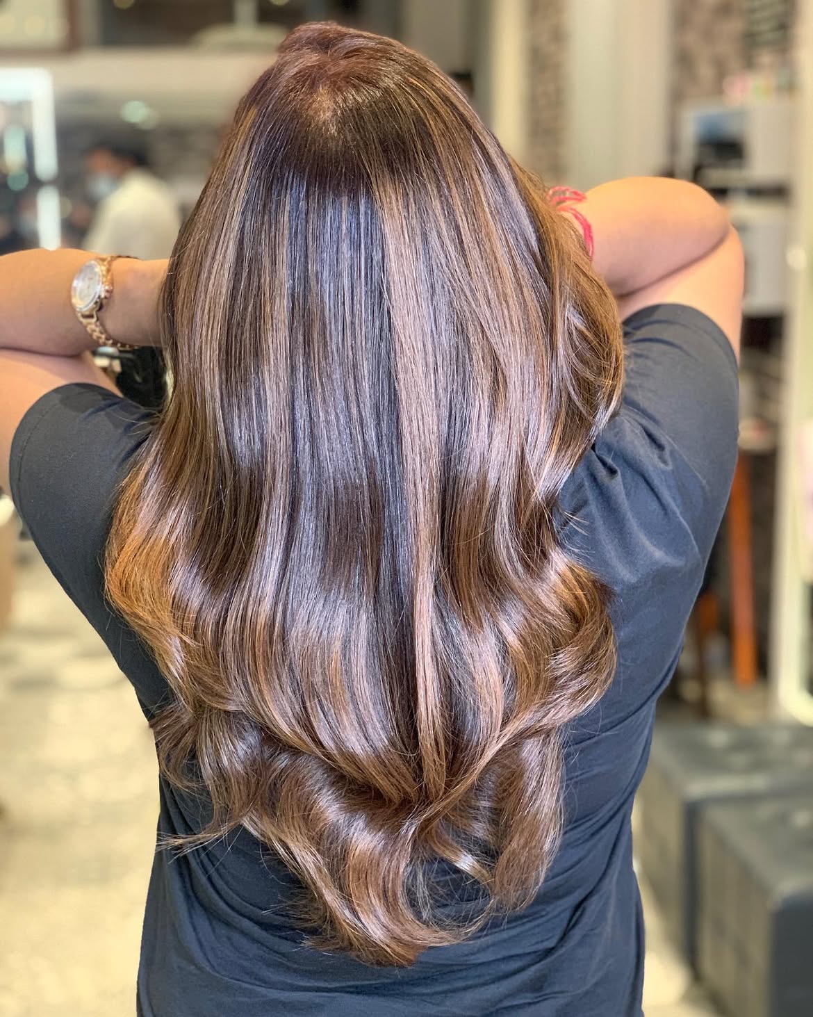 Warm Cinnamon Balayage With Soft Waves