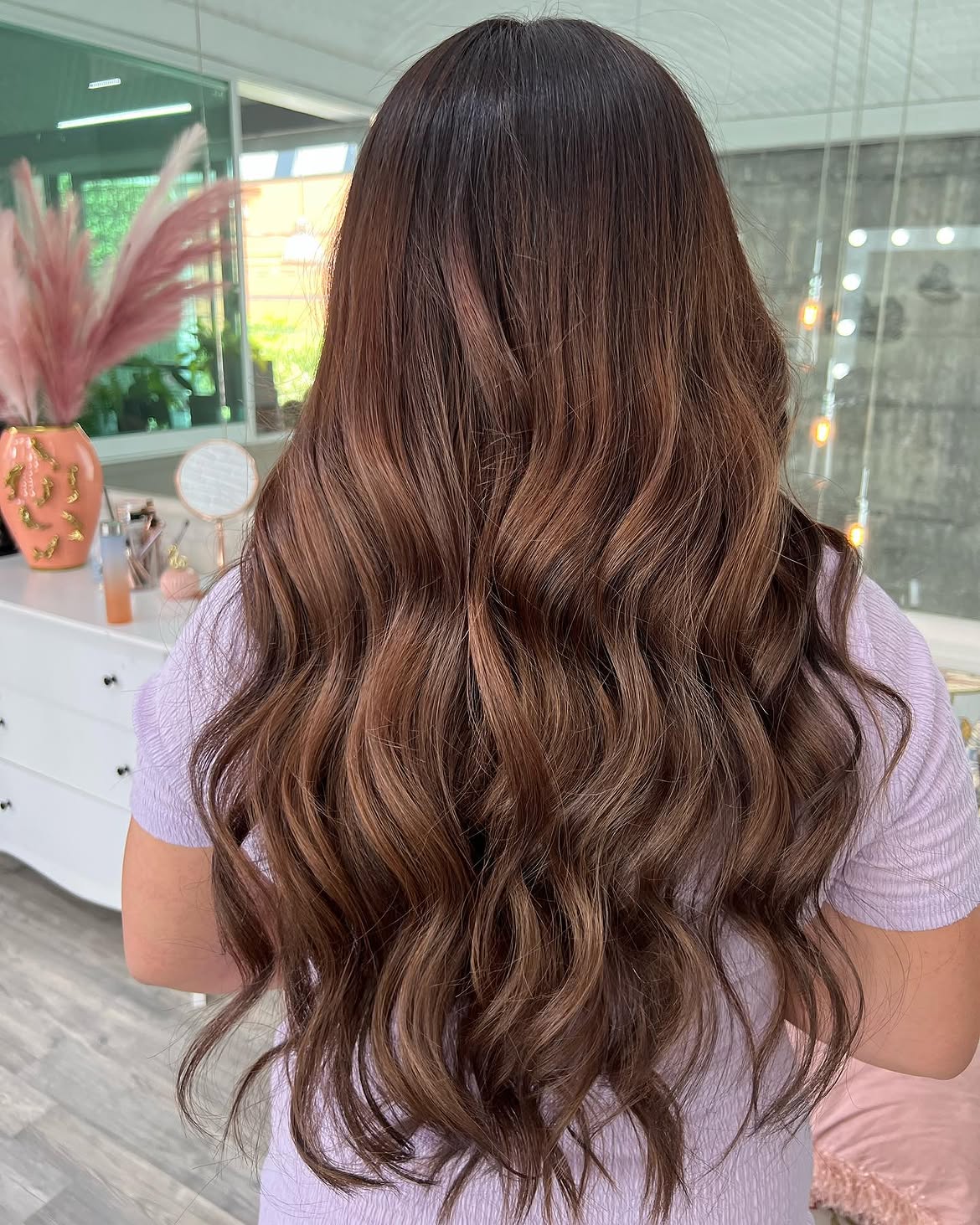 Warm Cinnamon Balayage With Soft Waves