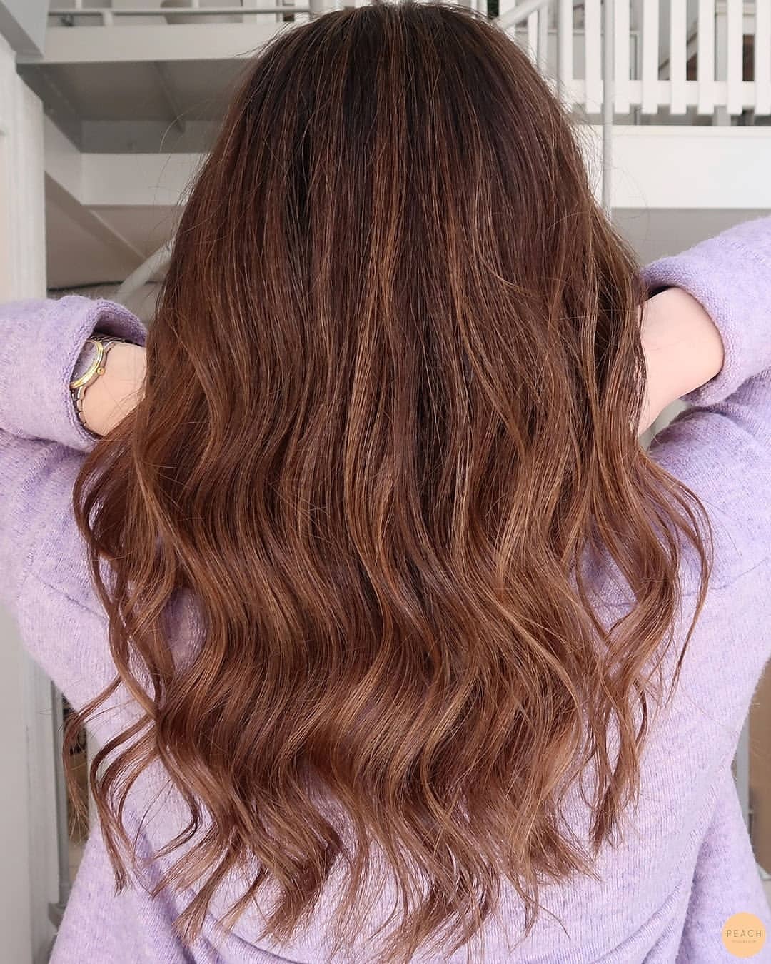 Warm Cinnamon Balayage With Soft Waves