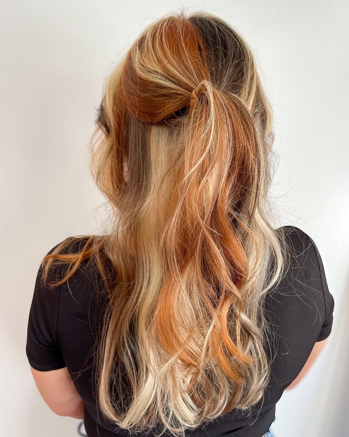 Warm Copper and Blonde Chunky Highlights