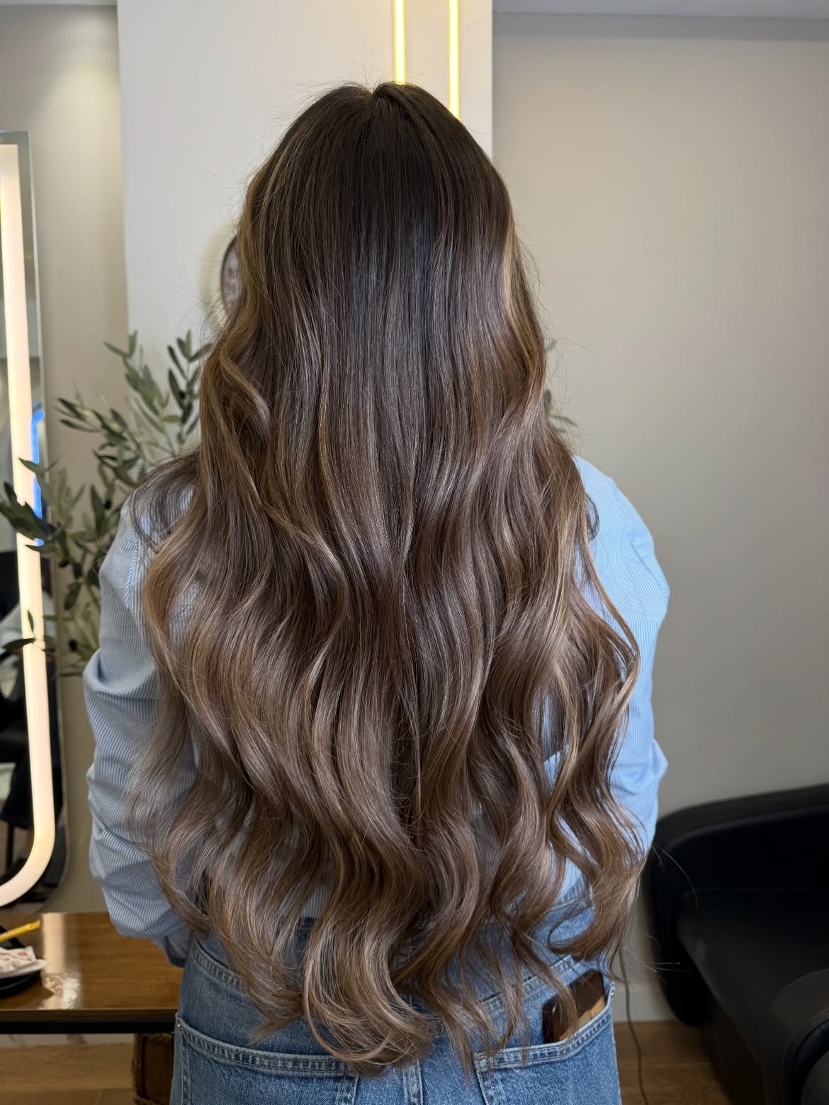 Warm Mushroom Brown Balayage With Loose Waves