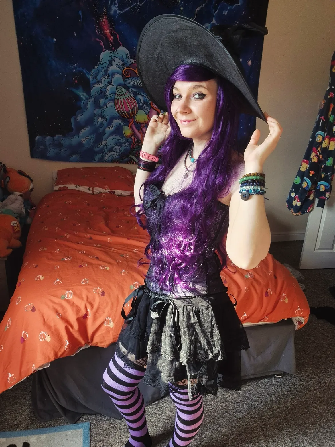 Witchy Vibes Gothic Costume With Striped Socks